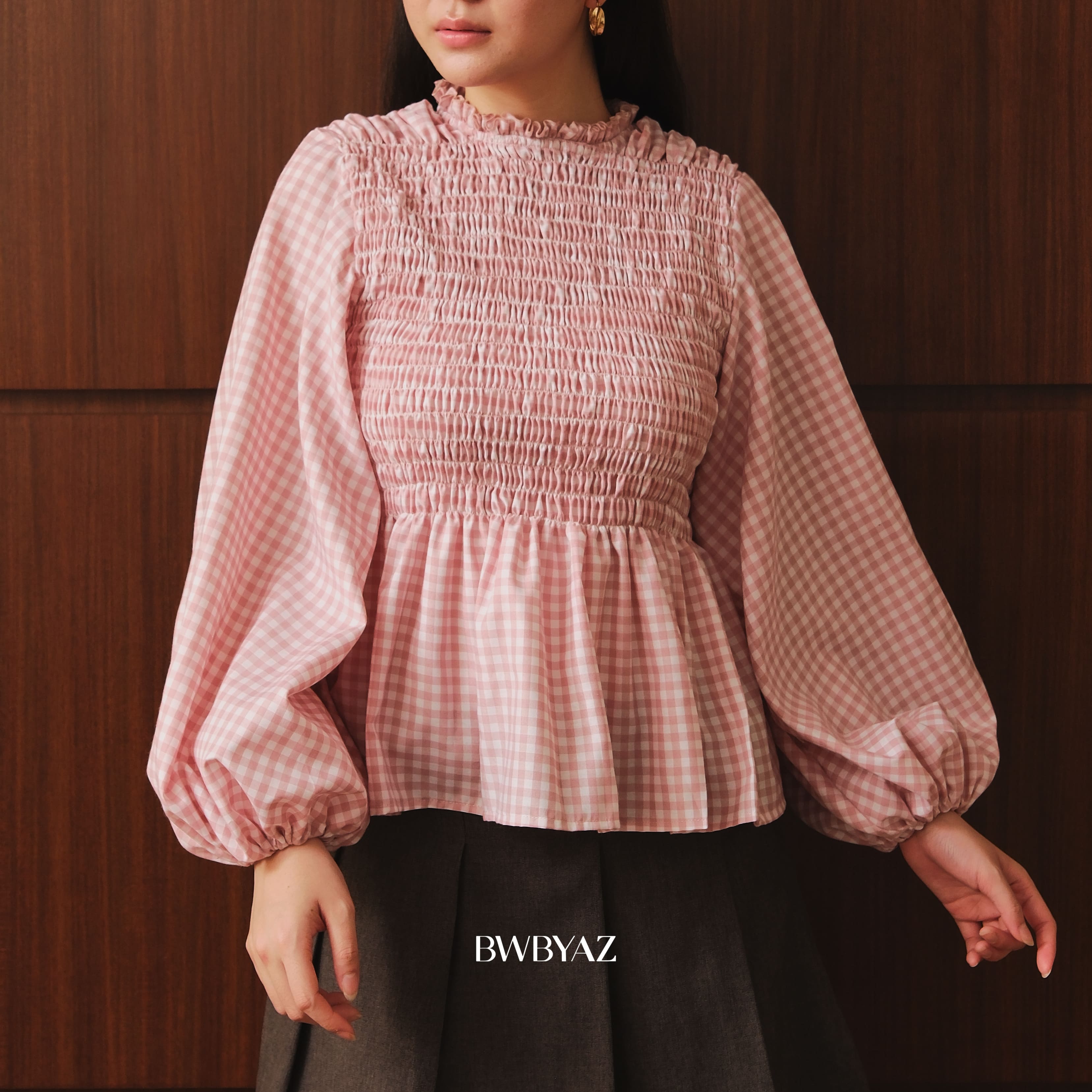 BWBYAZ - Elaria Shirred Top (READY STOCK)