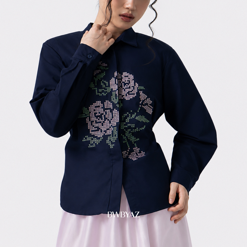 BWBYAZ - Varette Embroidery Shirt (READY STOCK).