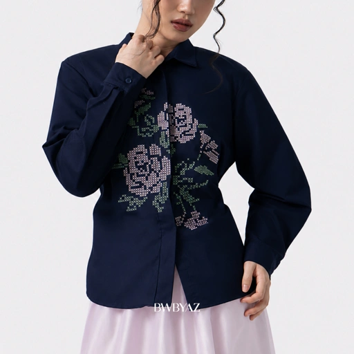 BWBYAZ - Varette Embroidery Shirt (READY STOCK).