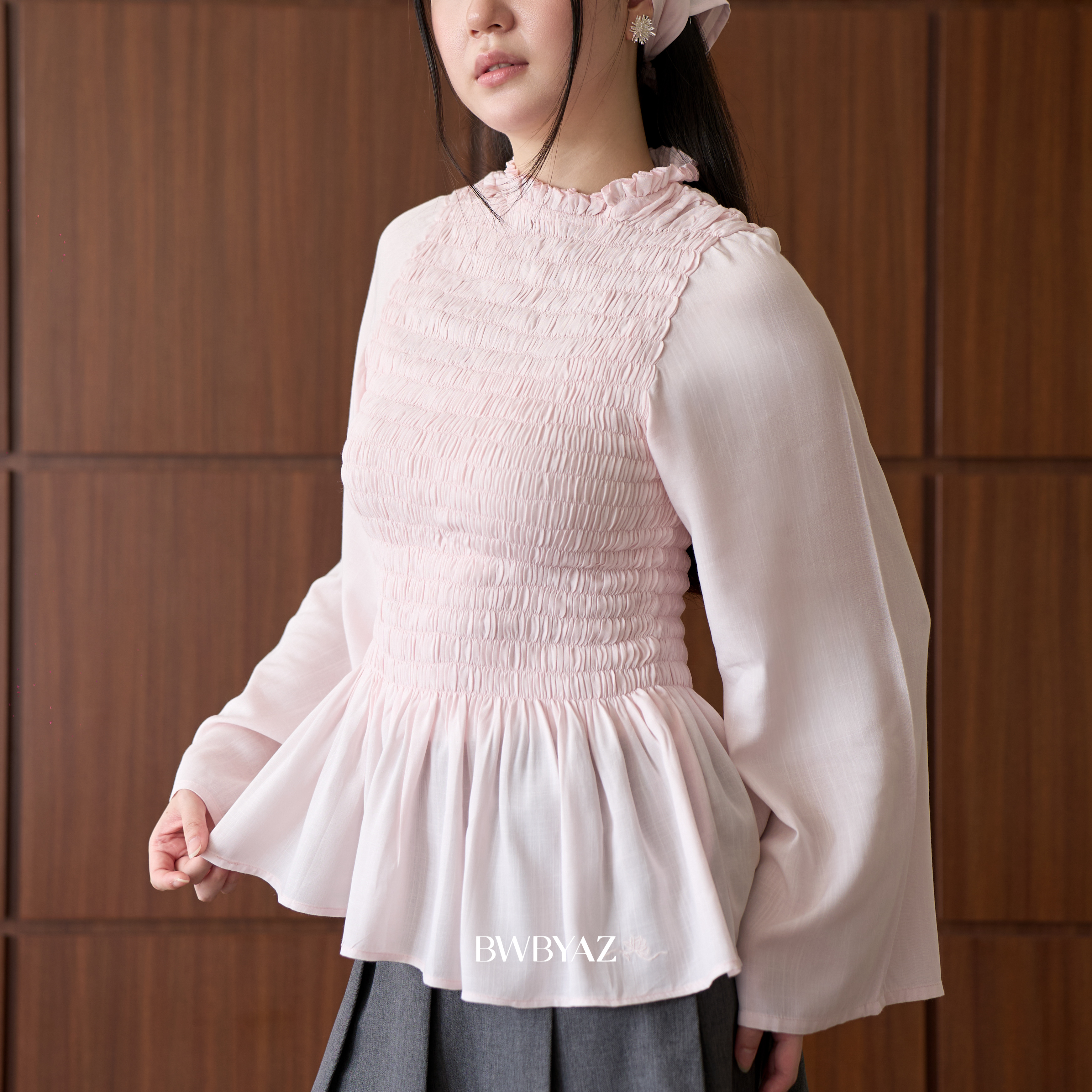 BWBYAZ - Evalina Shirred Top (READY STOCK)