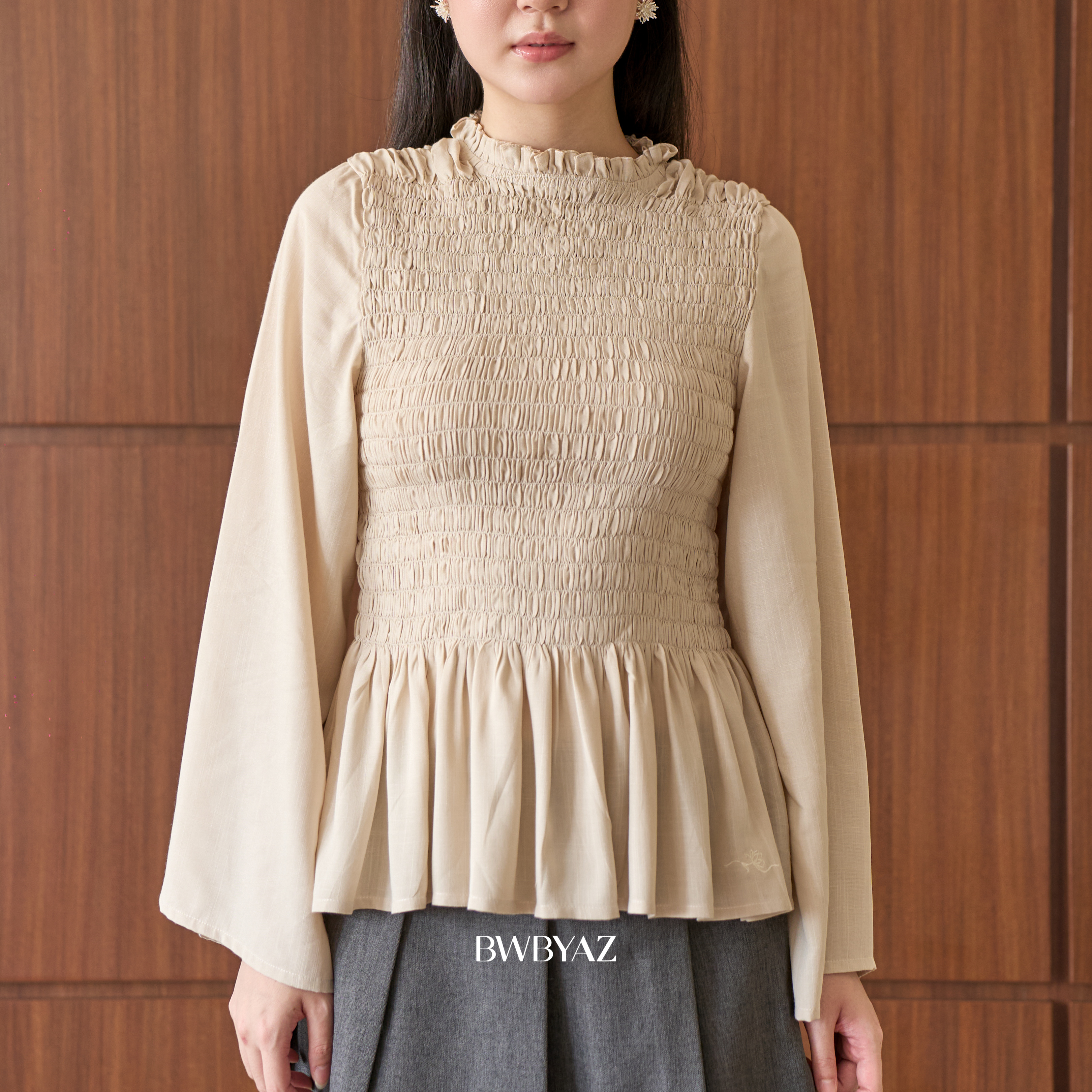 BWBYAZ - Evalina Shirred Top (READY STOCK)
