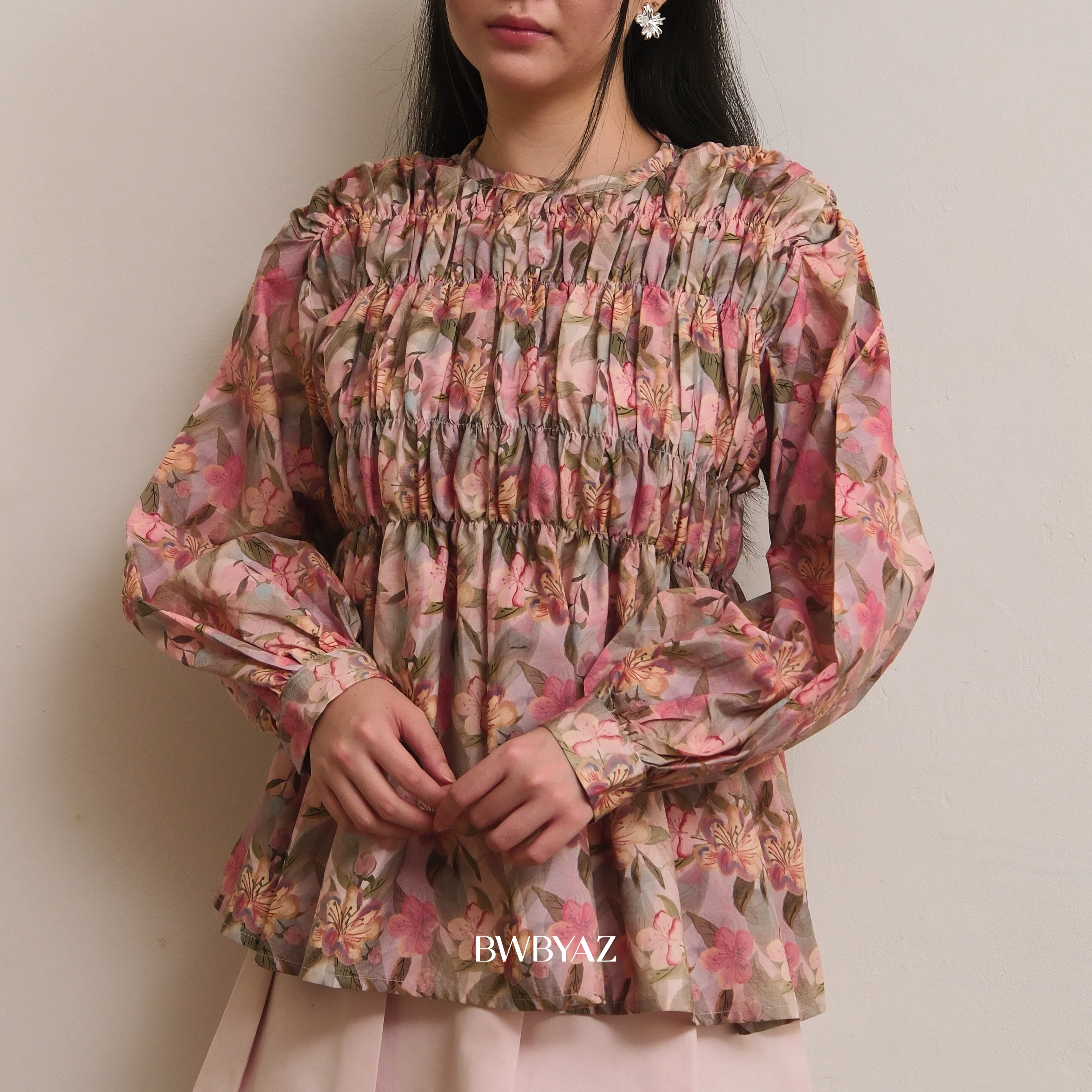 BWBYAZ - Pamela Shirred Blouse Signature