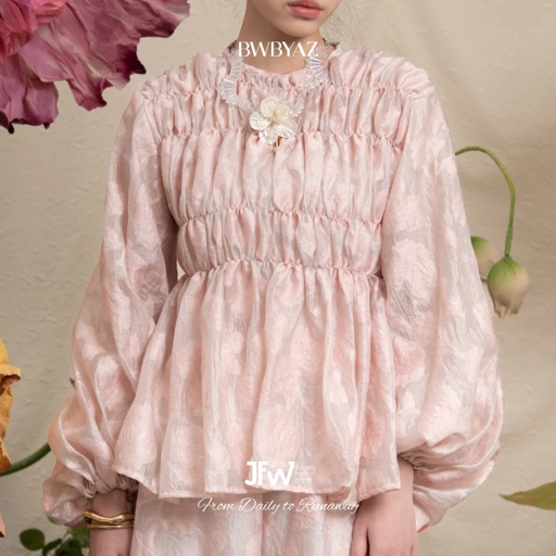 Image of BWBYAZ JFW COLLECTION - VIOLA SHIRRED BLOUSE (READY STOCK)