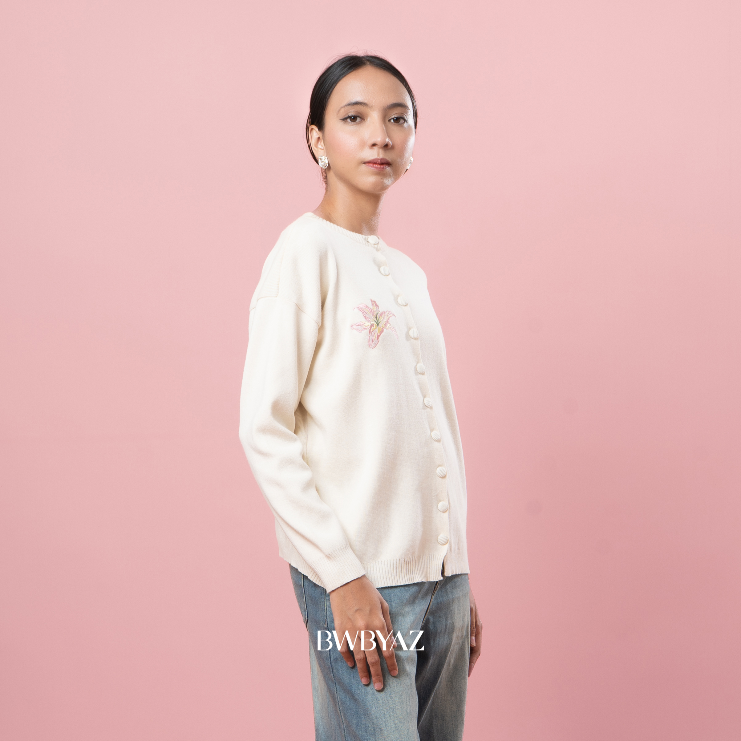 BWBYAZ STAPLE EASE - Ophelia Bloomy Knit Cardigan (READY STOCK)