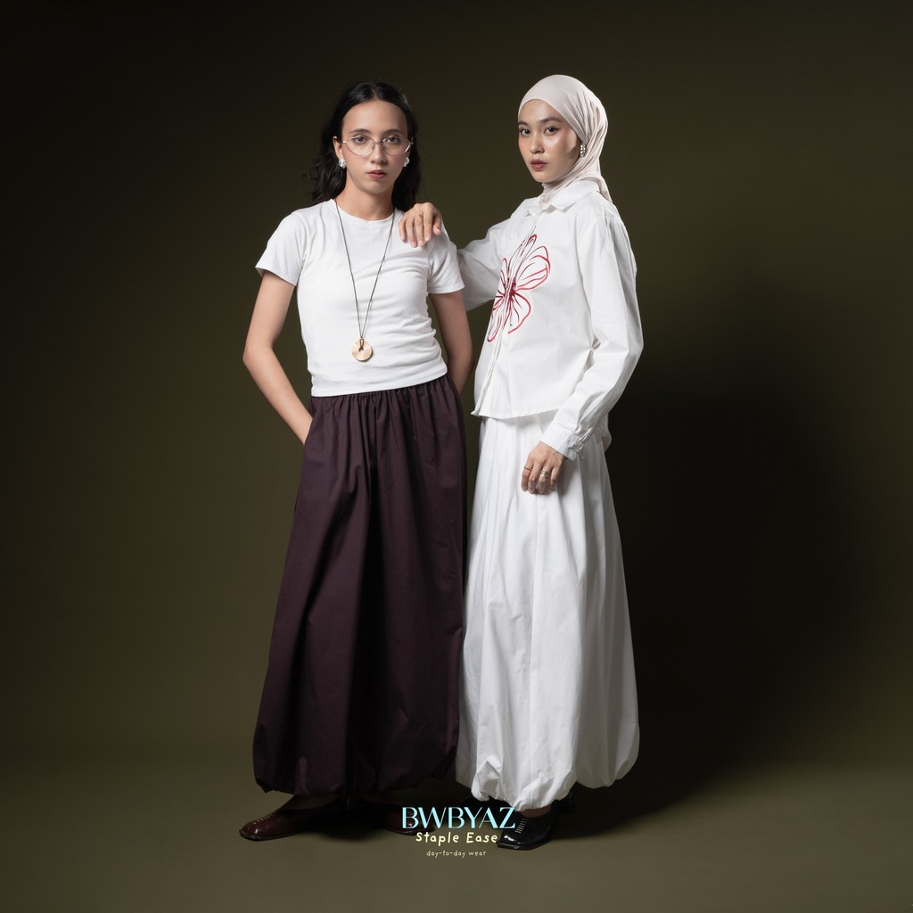 BWBYAZ STAPLE EASE - Leona Baloon Skirt (Long) - READY STOCK