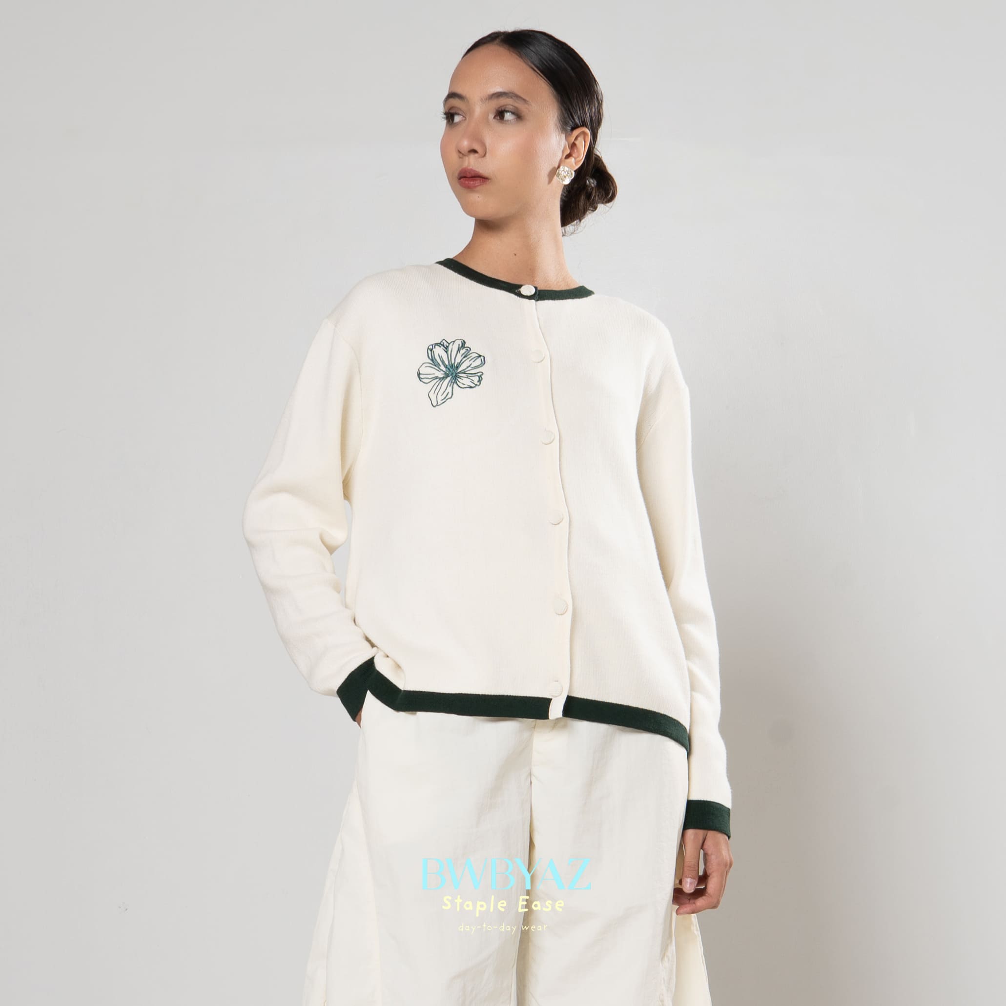 BWBYAZ STAPLE EASE - Terra Bloomy Knit Cardigan (READY STOCK)