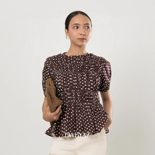 Image of BWBYAZ - PAMELA SHIRRED BLOUSE (SHORT SLEEVE) NEW COLOUR