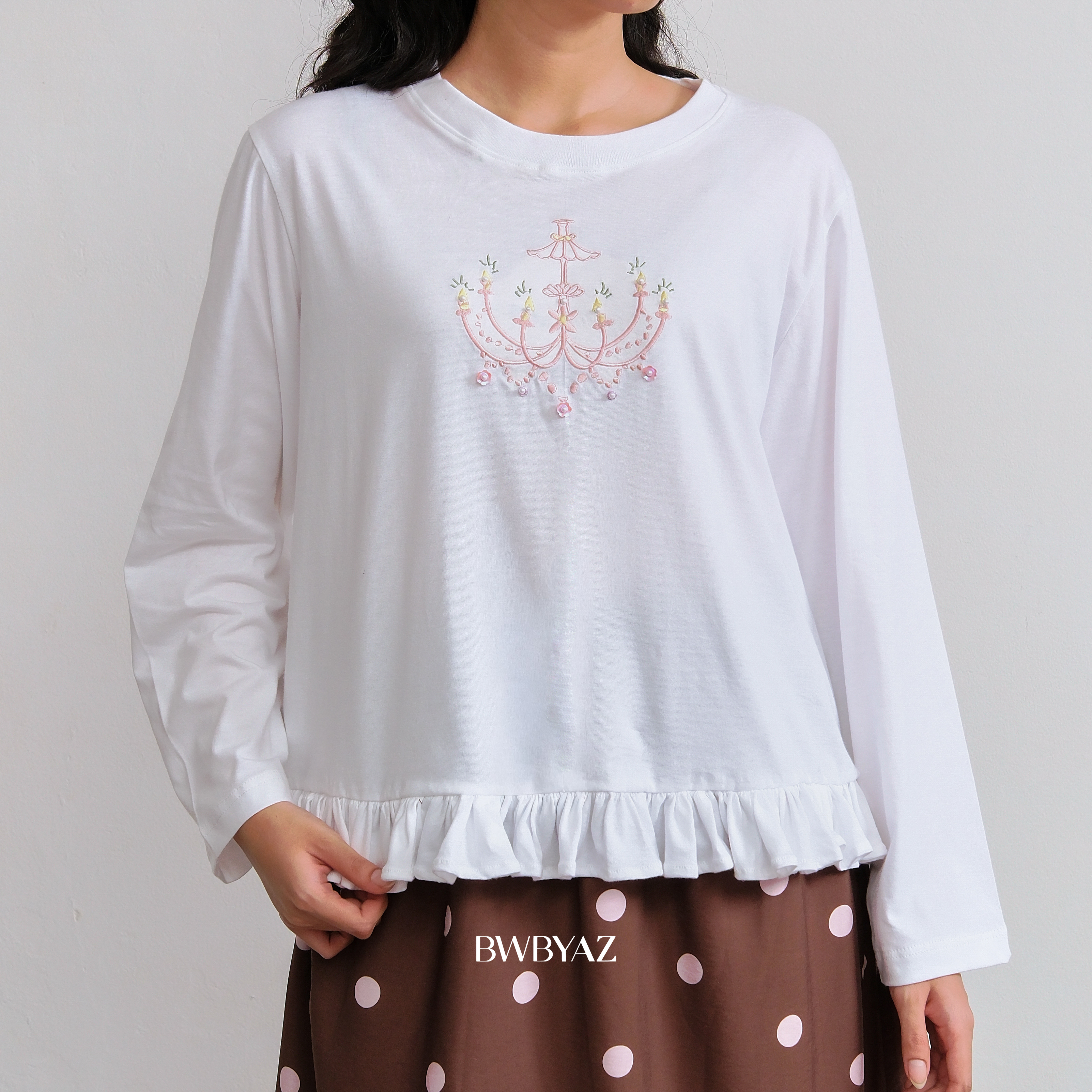 BWBYAZ - Ollie Embroidery Top Twinkle & Teacup (READY STOCK)