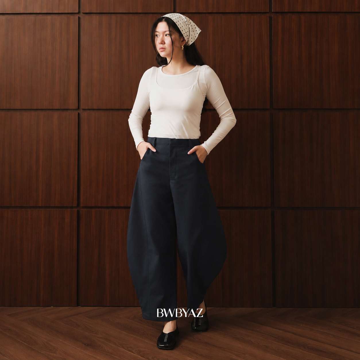 BWBYAZ - Riley Barrel Pants (READY STOCK)