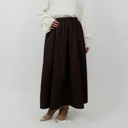 Image of BWBYAZ - Camel Cotton Skirt (READY STOCK)