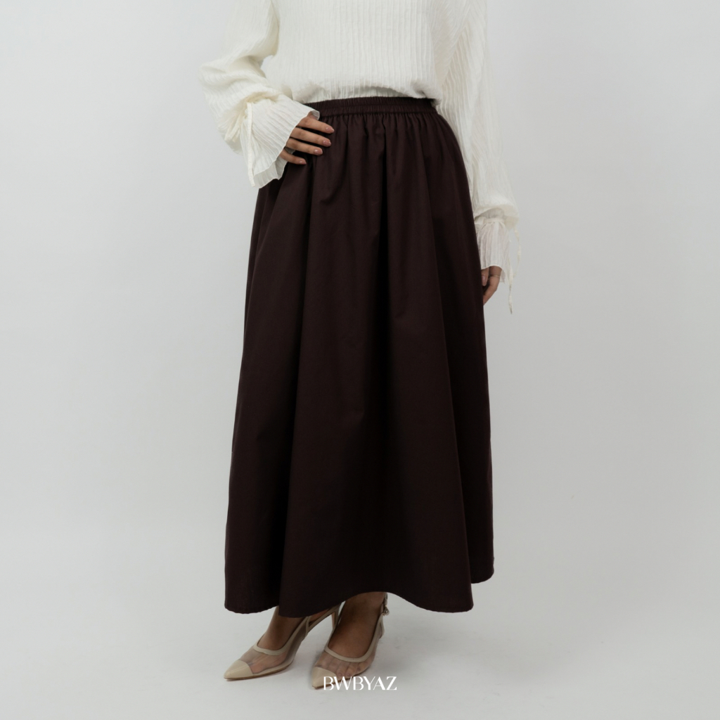 BWBYAZ - Camel Cotton Skirt (READY STOCK)