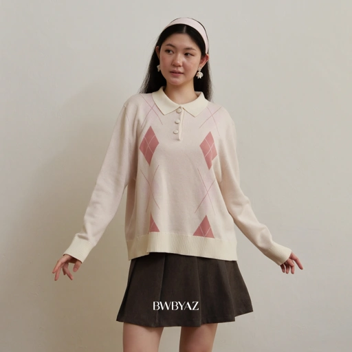 BWBYAZ - Gracia Argyle Knit (READY STOCK)