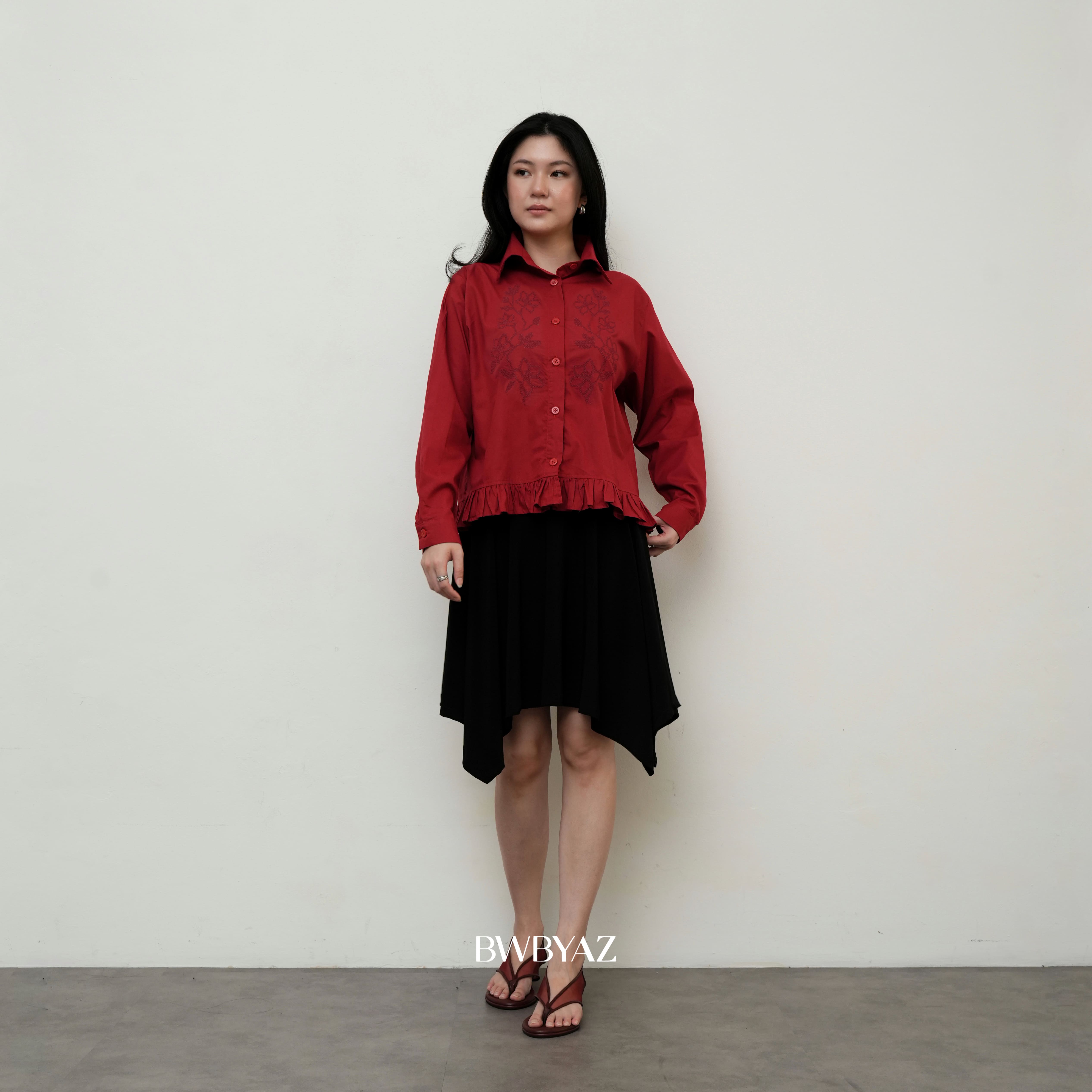 BWBYAZ - Julie Ruffle Shirt (READY STOCK)