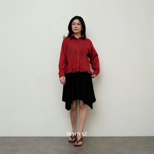 BWBYAZ - Julie Ruffle Shirt (READY STOCK)
