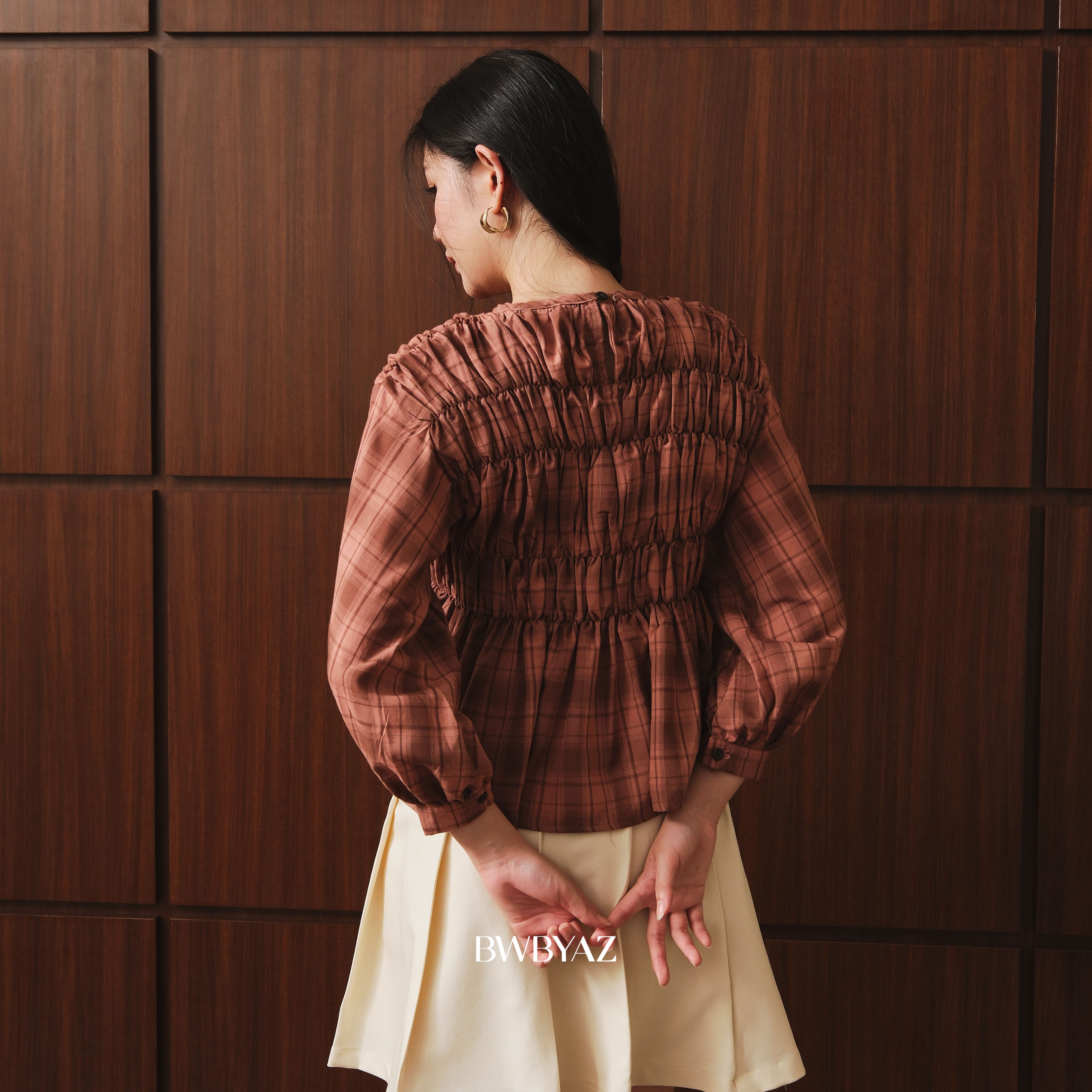 BWBYAZ - Pamela Shirred Blouse Pattern (READY STOCK)