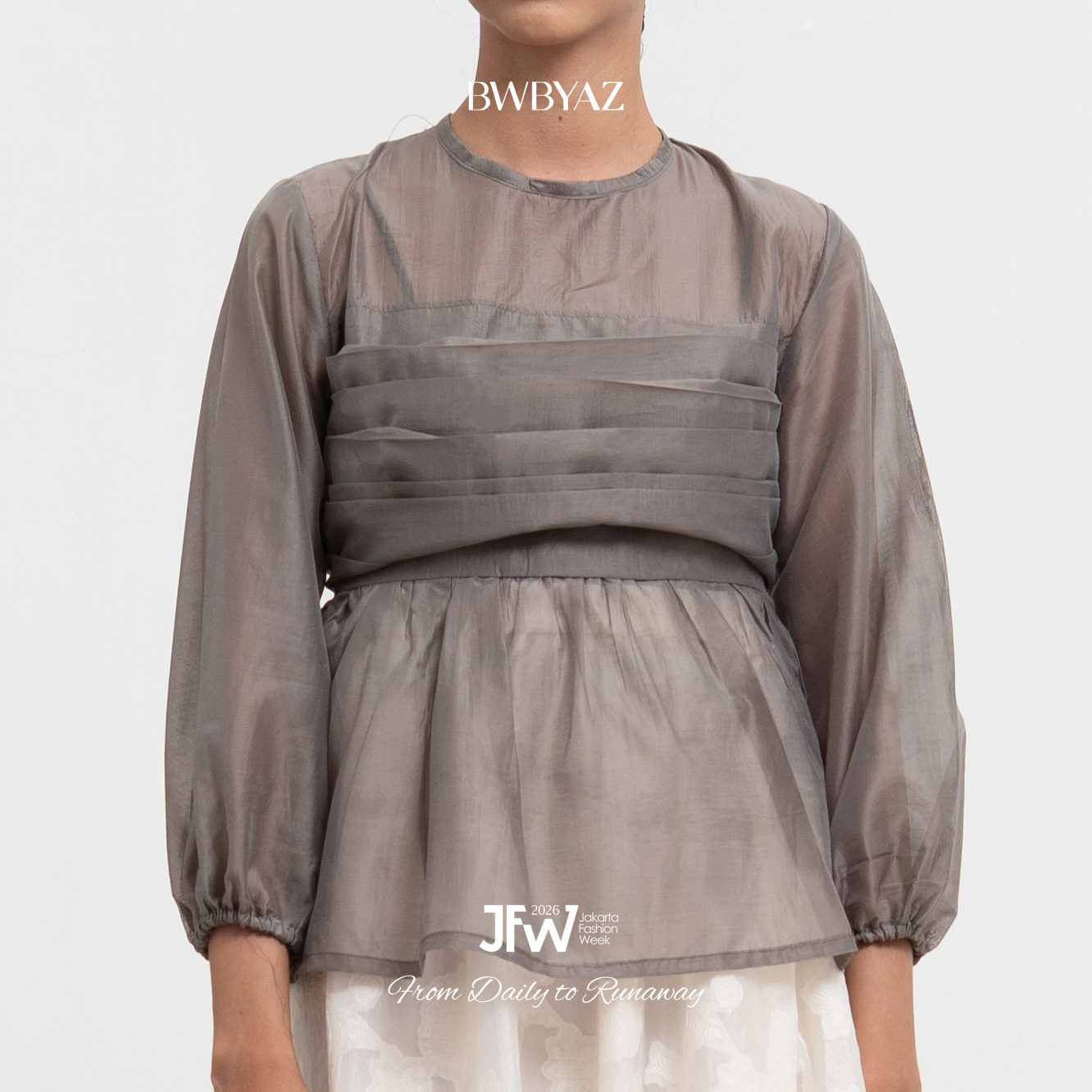 BWBYAZ JFW COLLECTION -  Orielle Sheer Drapery Blouse (READY STOCK)