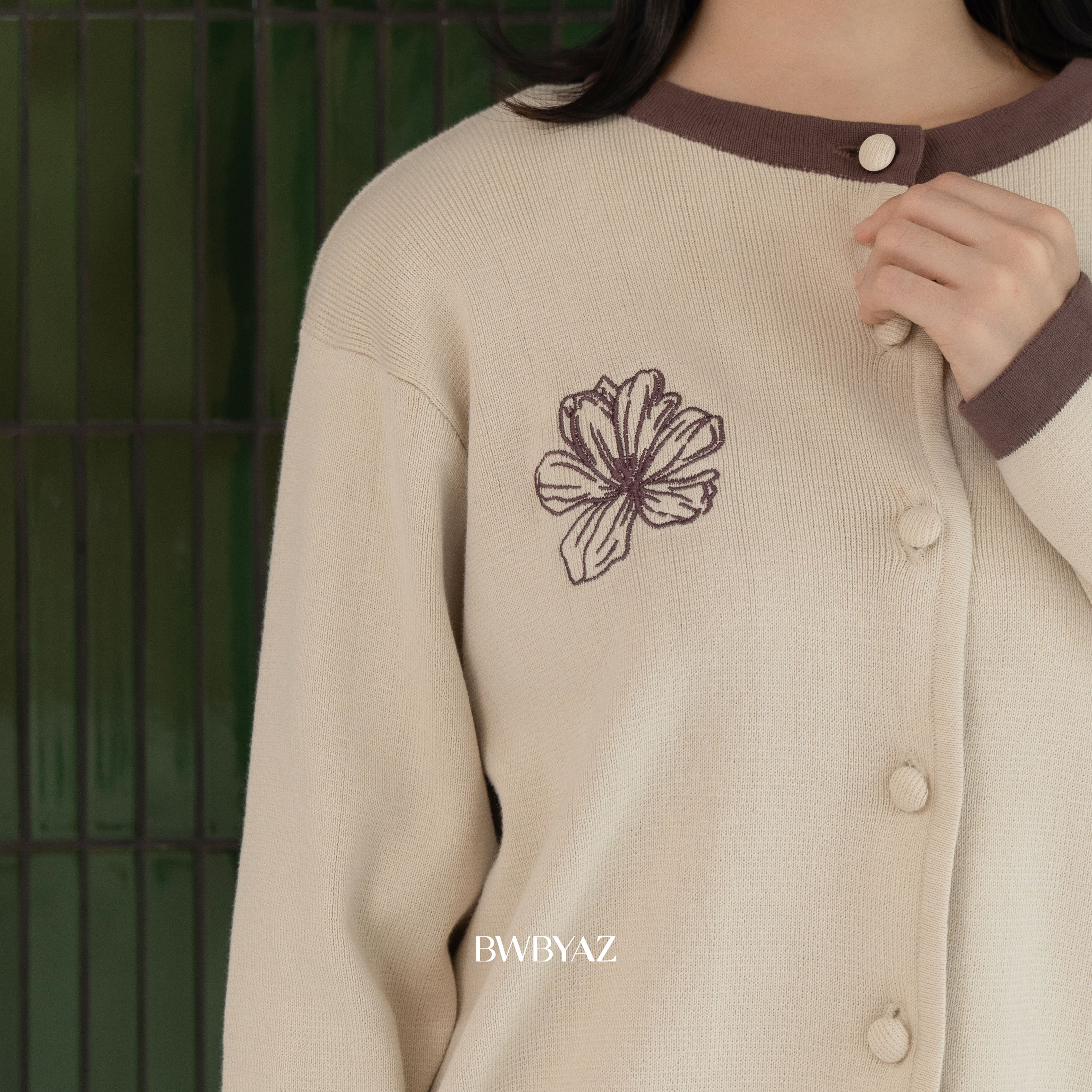 BWBYAZ STAPLE EASE - Terra Bloomy Knit Cardigan (READY STOCK)