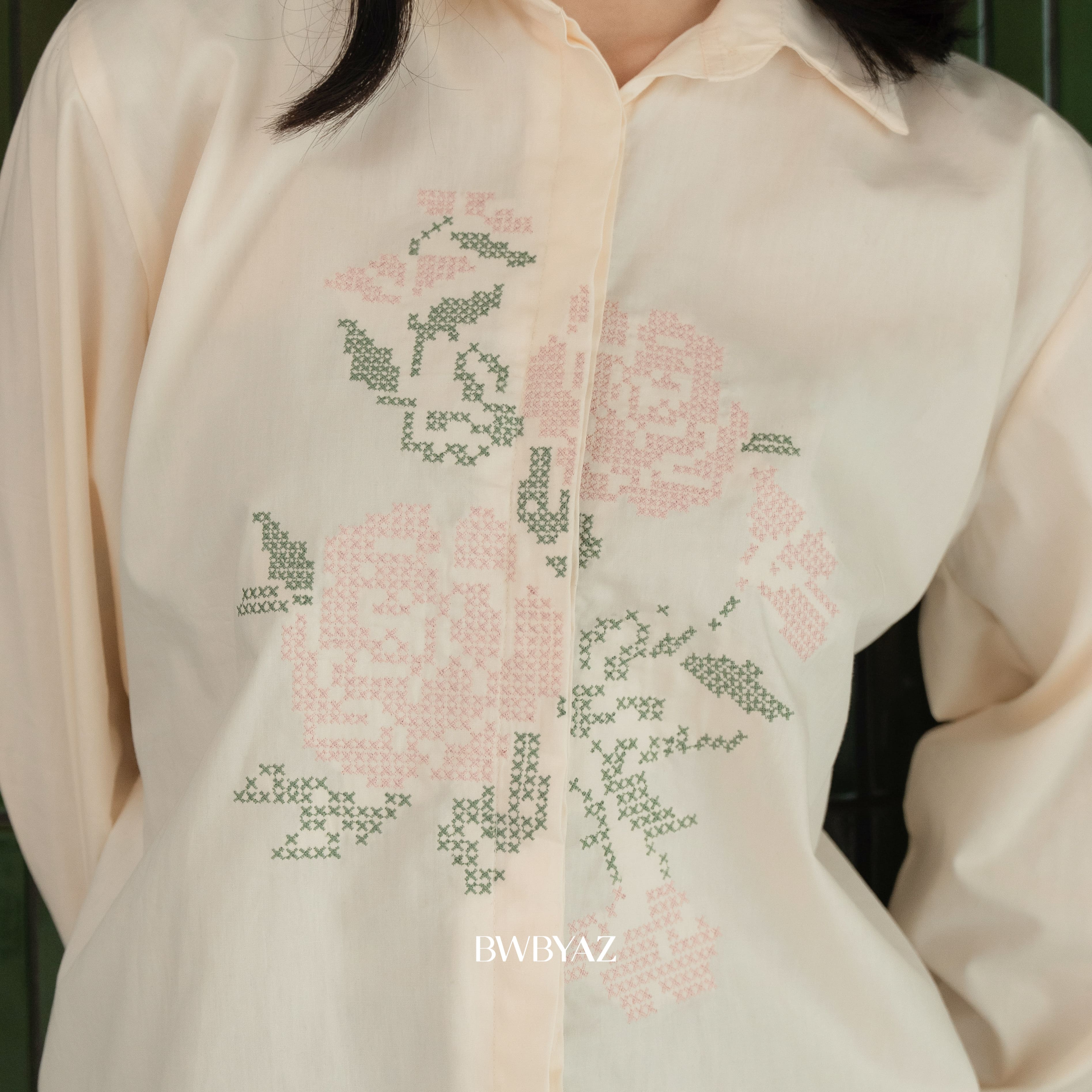 BWBYAZ - Varette Embroidery Shirt (READY STOCK).