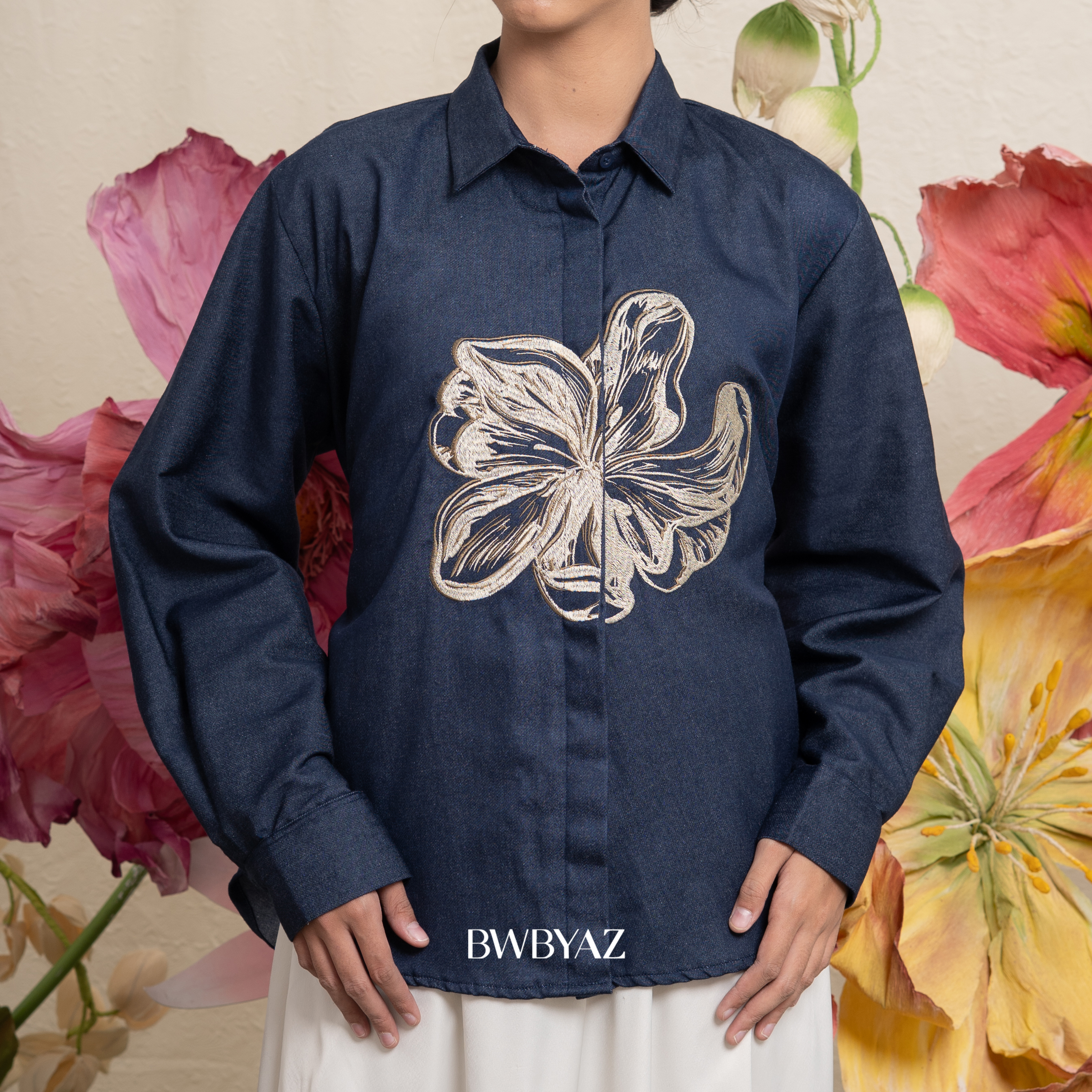 BWBYAZ -  Cyrielle Blooming Shirt (READY STOCK)