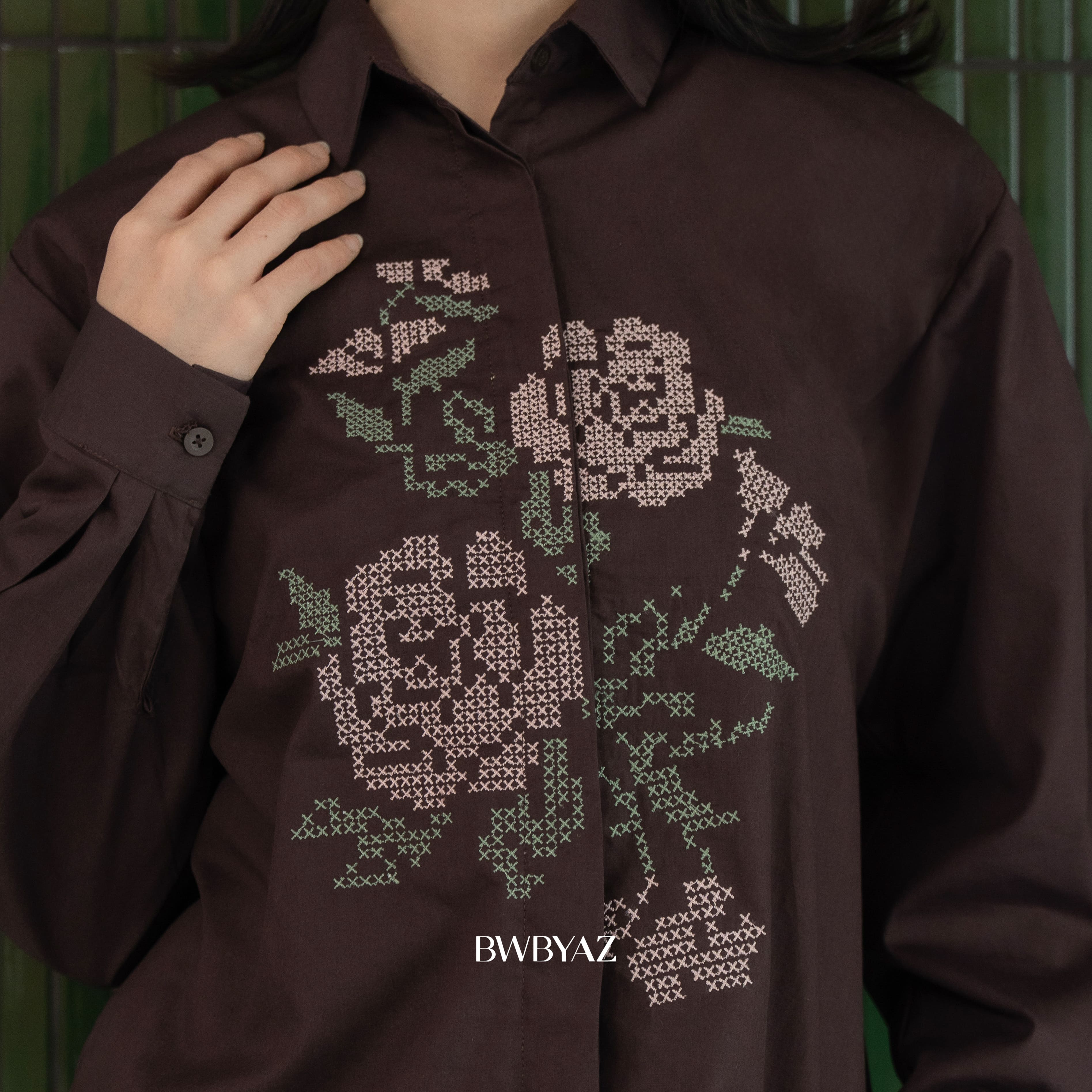 BWBYAZ - Varette Embroidery Shirt (READY STOCK).