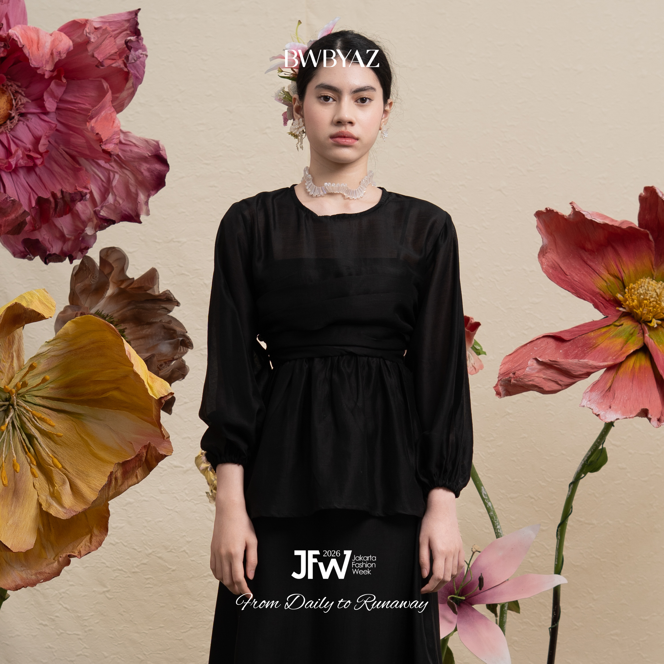 BWBYAZ JFW COLLECTION -  Orielle Sheer Drapery Blouse (READY STOCK)