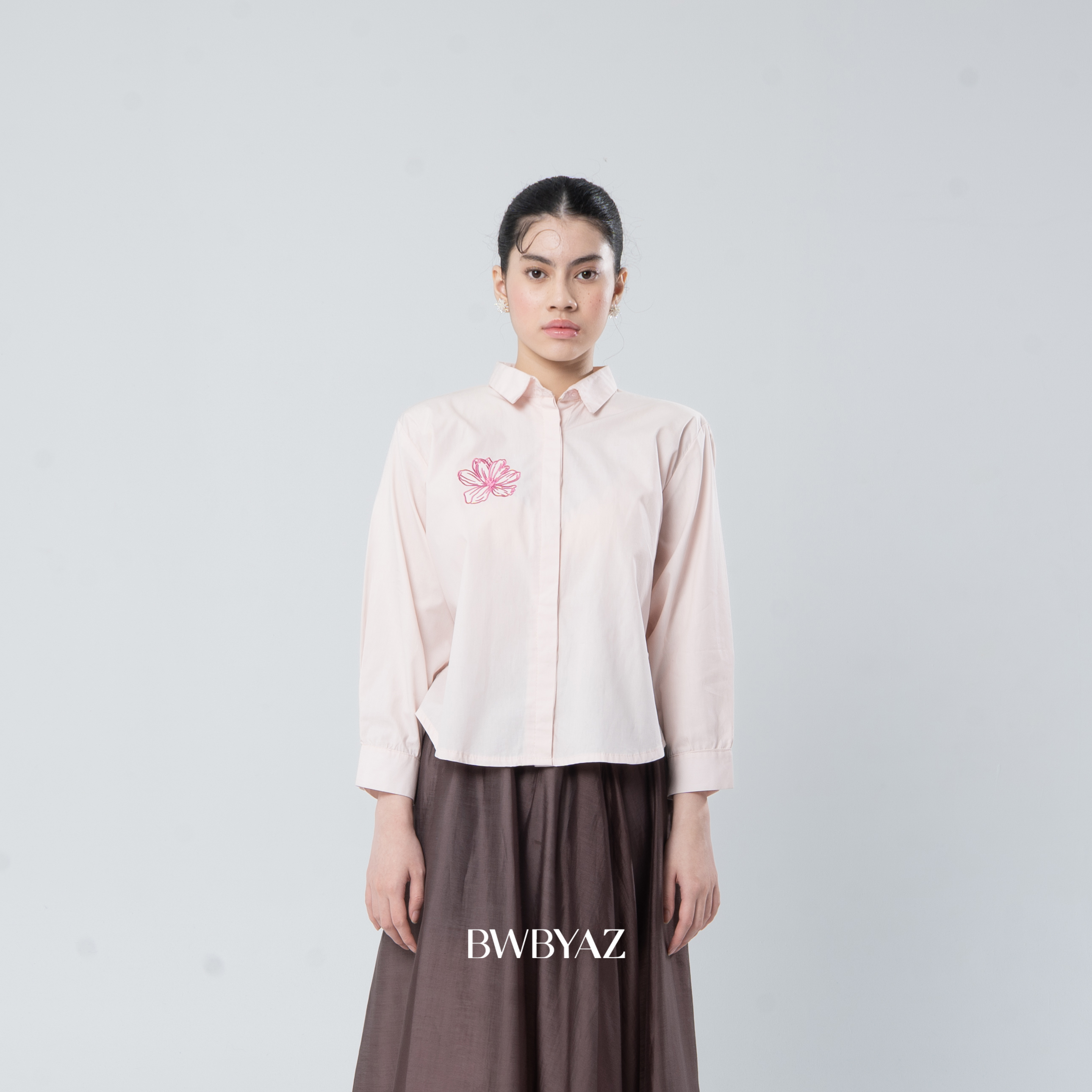 BWBYAZ - Adelaine Embroidery Shirt (READY STOCK)