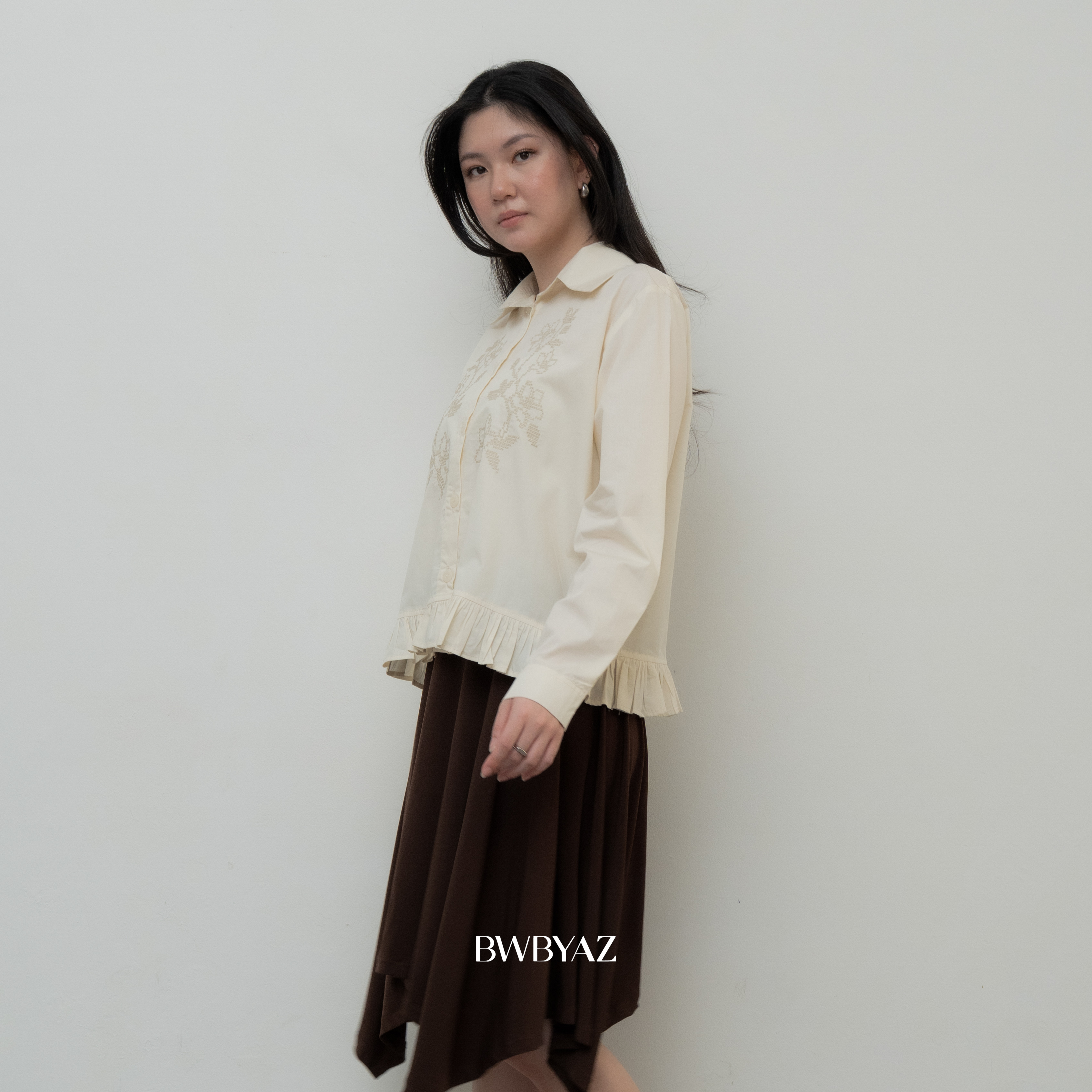BWBYAZ - Julie Ruffle Shirt (READY STOCK)