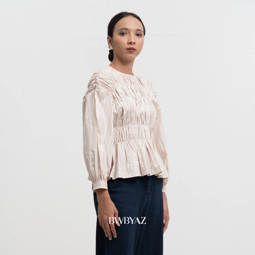 Image of BWBYAZ - Pamela Shirred Blouse New Colour (READY STOCK)