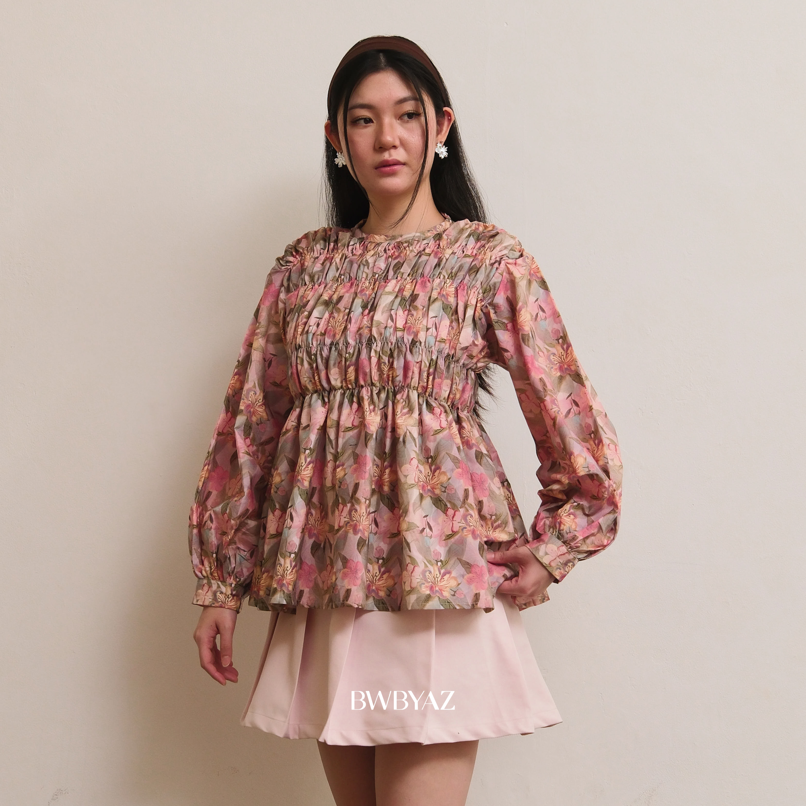 BWBYAZ - Pamela Shirred Blouse Signature
