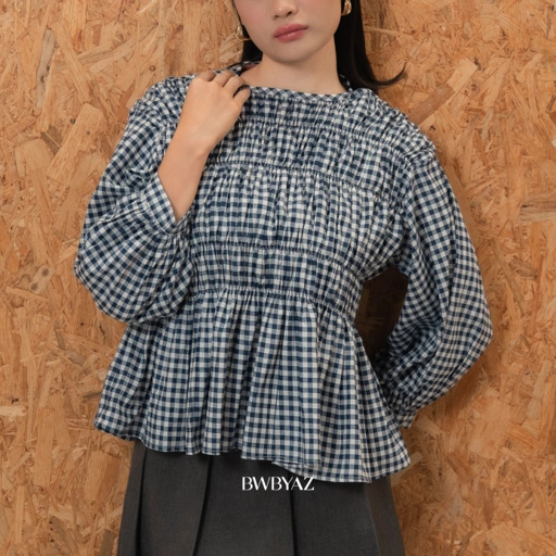 Image of BWBYAZ - Pamela Shirred Blouse New Colour (READY STOCK)