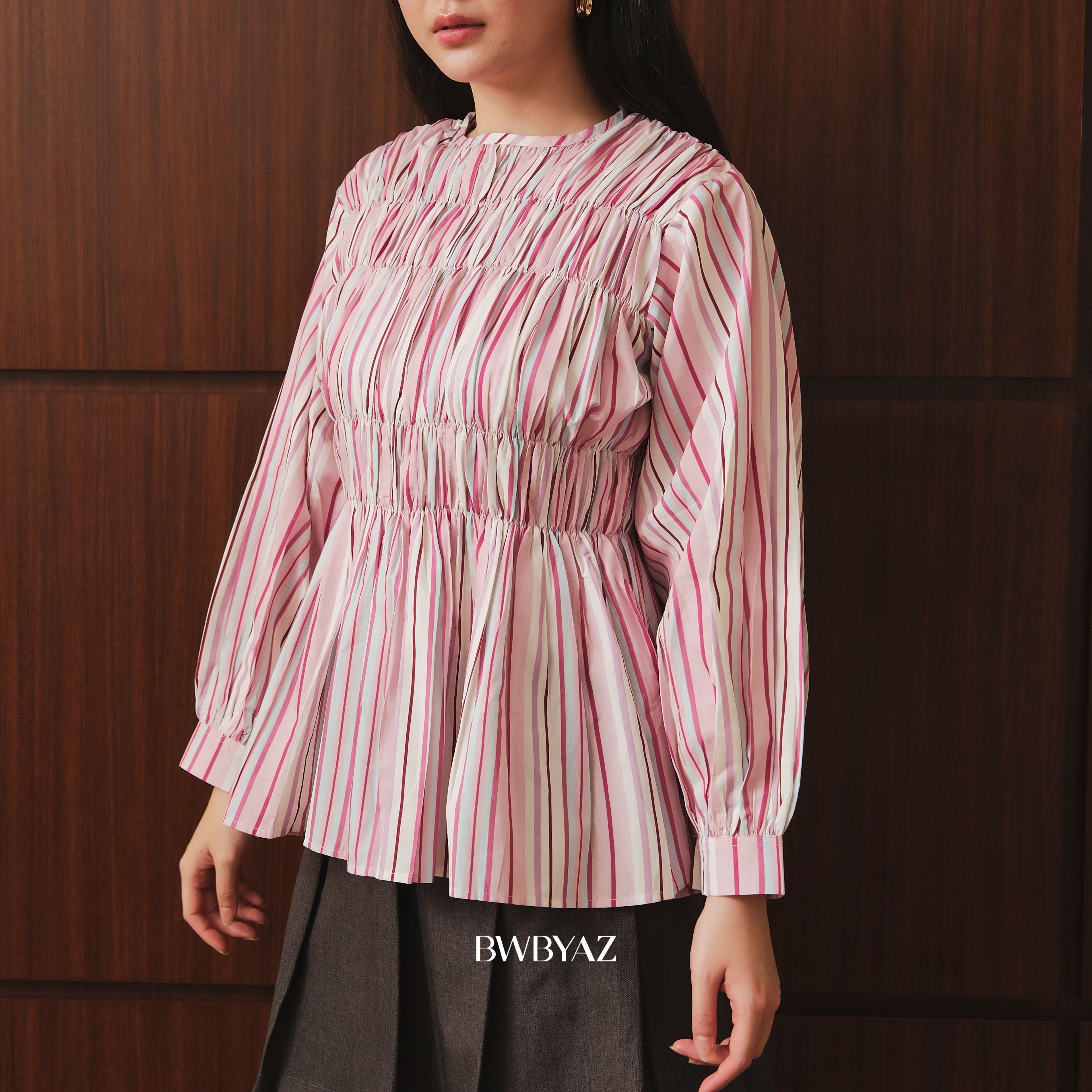 BWBYAZ - Pamela Shirred Blouse Pattern (READY STOCK)