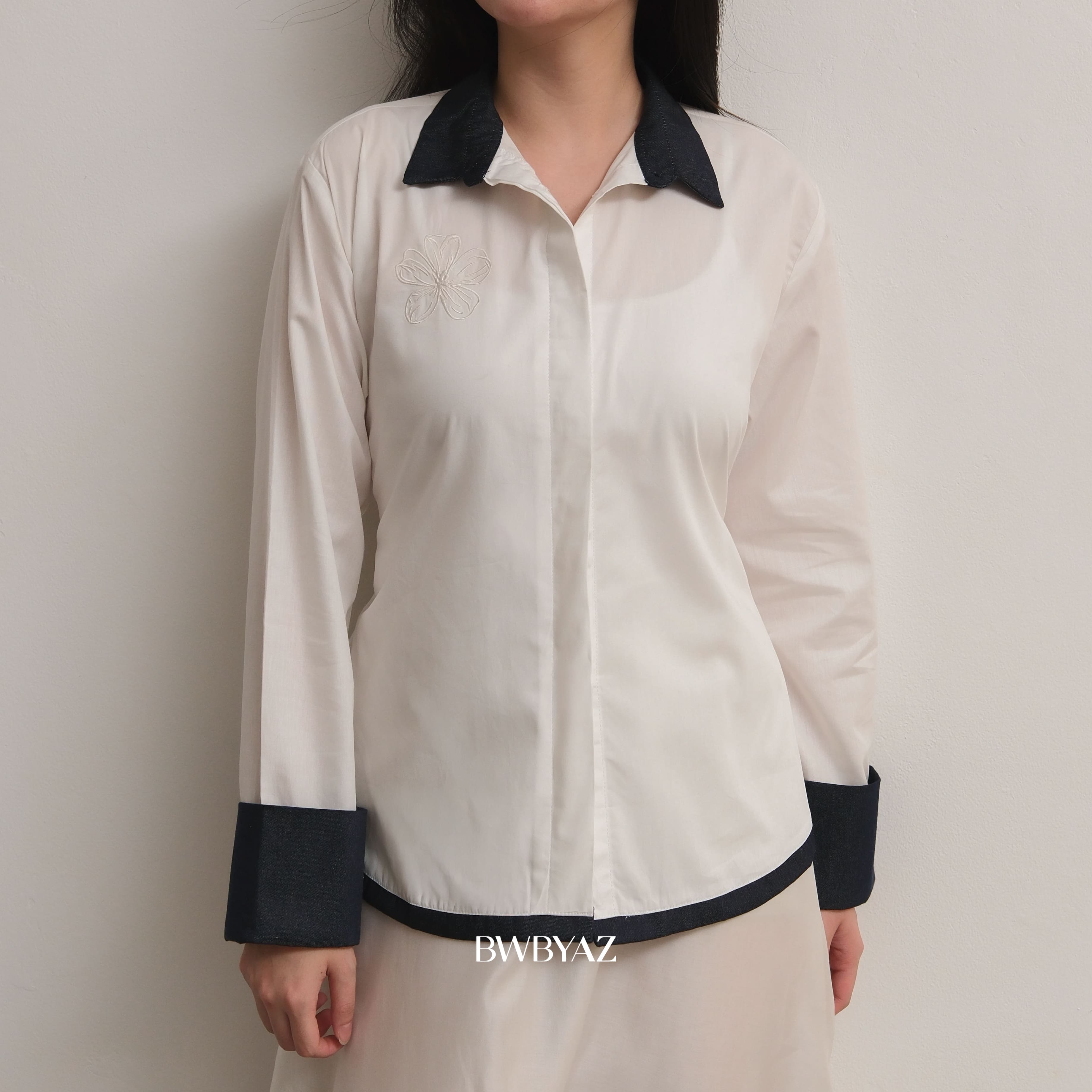 BWBYAZ - Wendy Two Tone Shirt (READY STOCK).