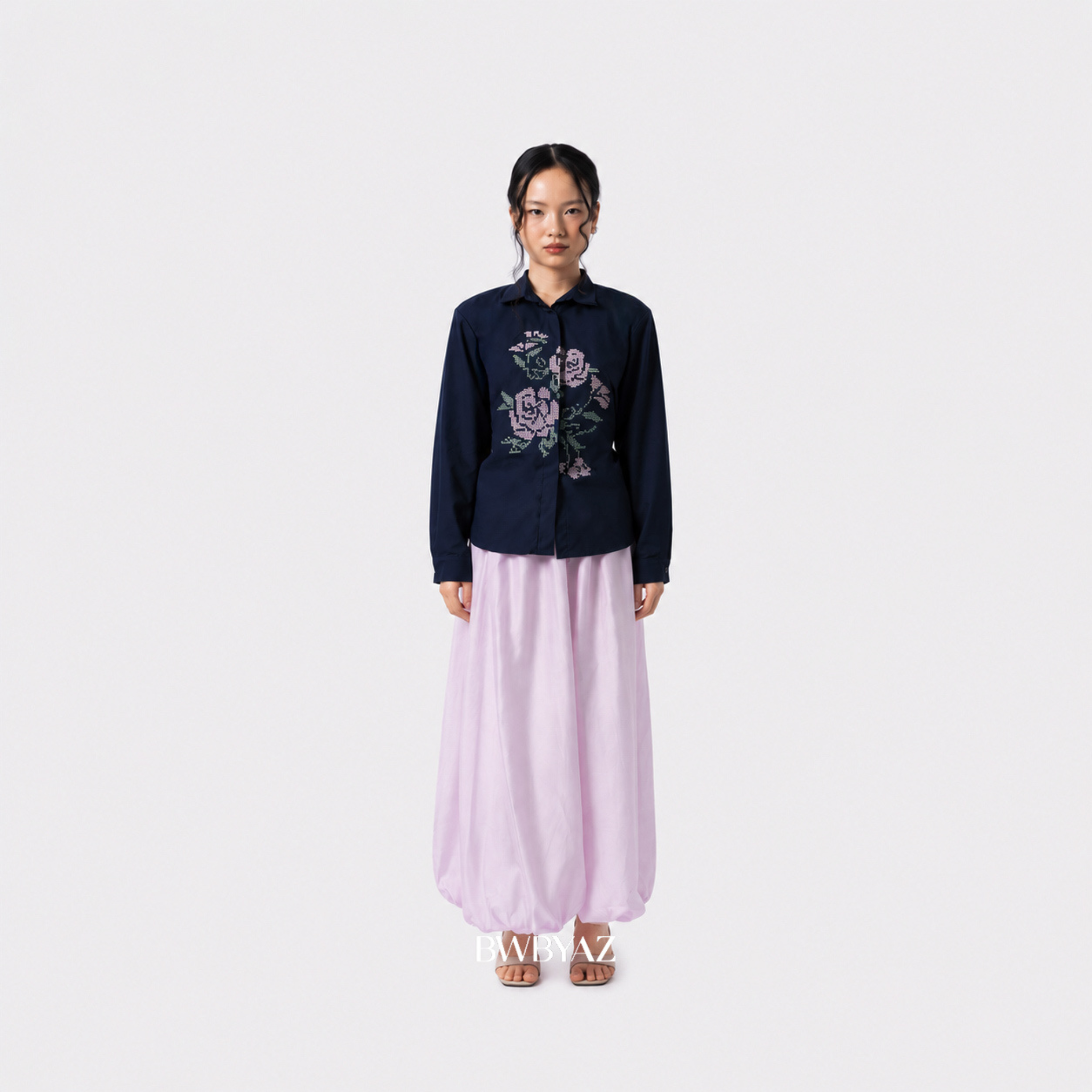 BWBYAZ - Varette Embroidery Shirt (READY STOCK).
