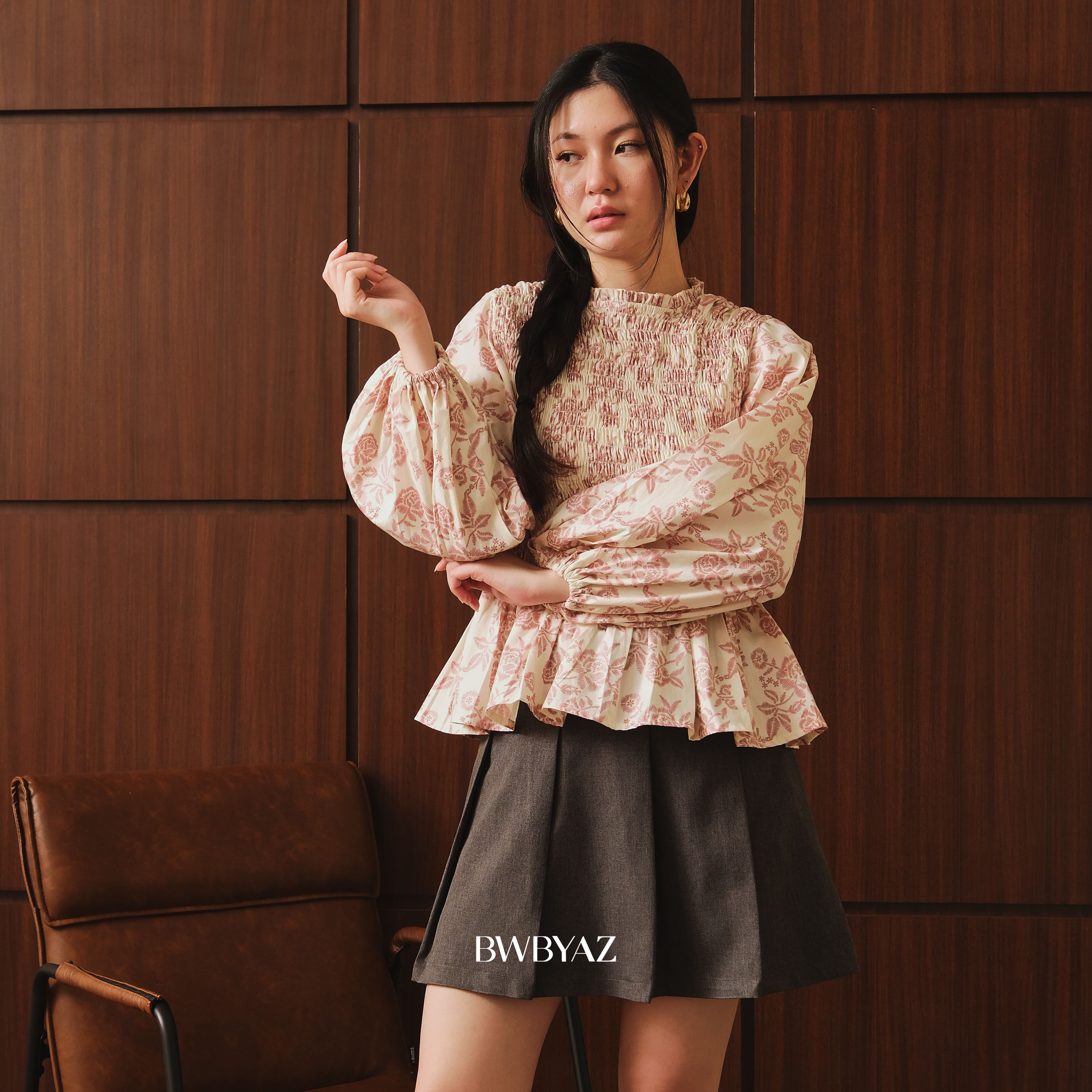 BWBYAZ - Elaria Shirred Top
