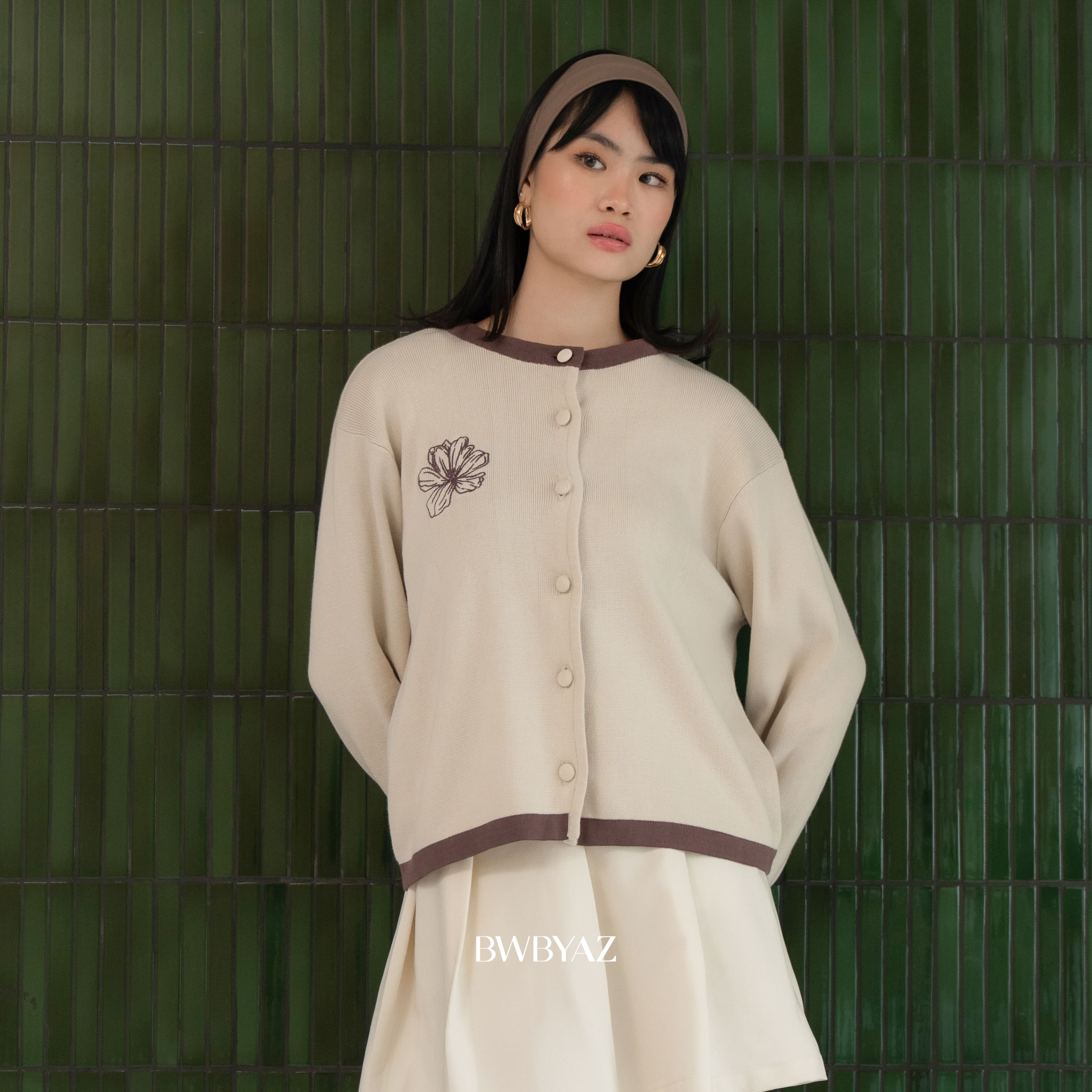 BWBYAZ STAPLE EASE - Terra Bloomy Knit Cardigan (READY STOCK)