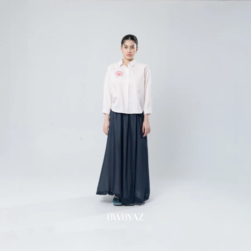 Image of BWBYAZ - Adelaine Embroidery Shirt New Stripes (READY STOCK)