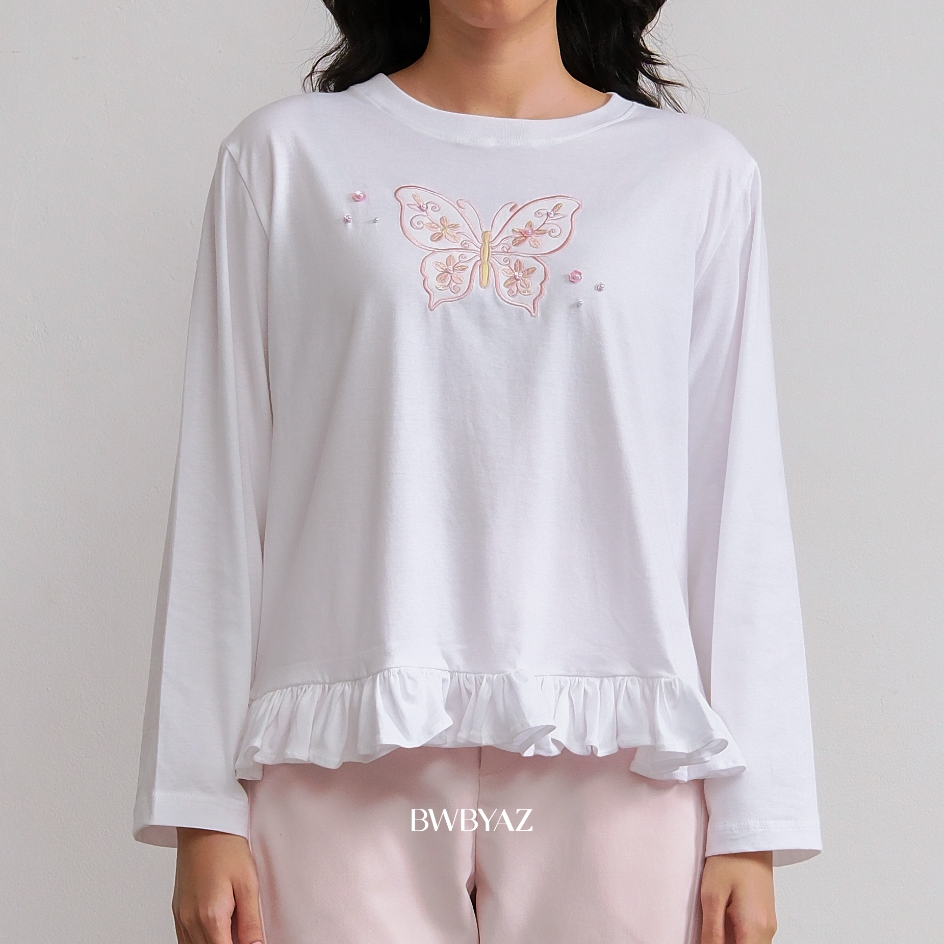 BWBYAZ - Ollie Embroidery Top Flutter & Bloom