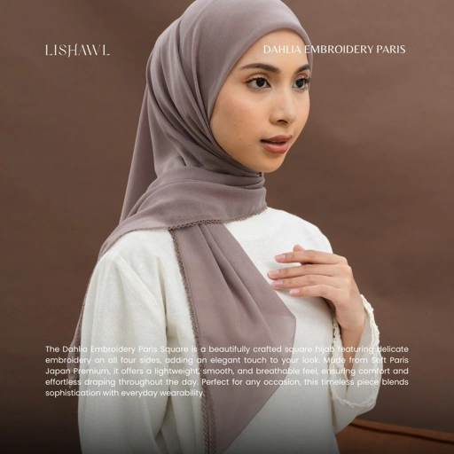 Image of LISHAWL - Dahlia Embroidery Paris Square (READY STOCK)