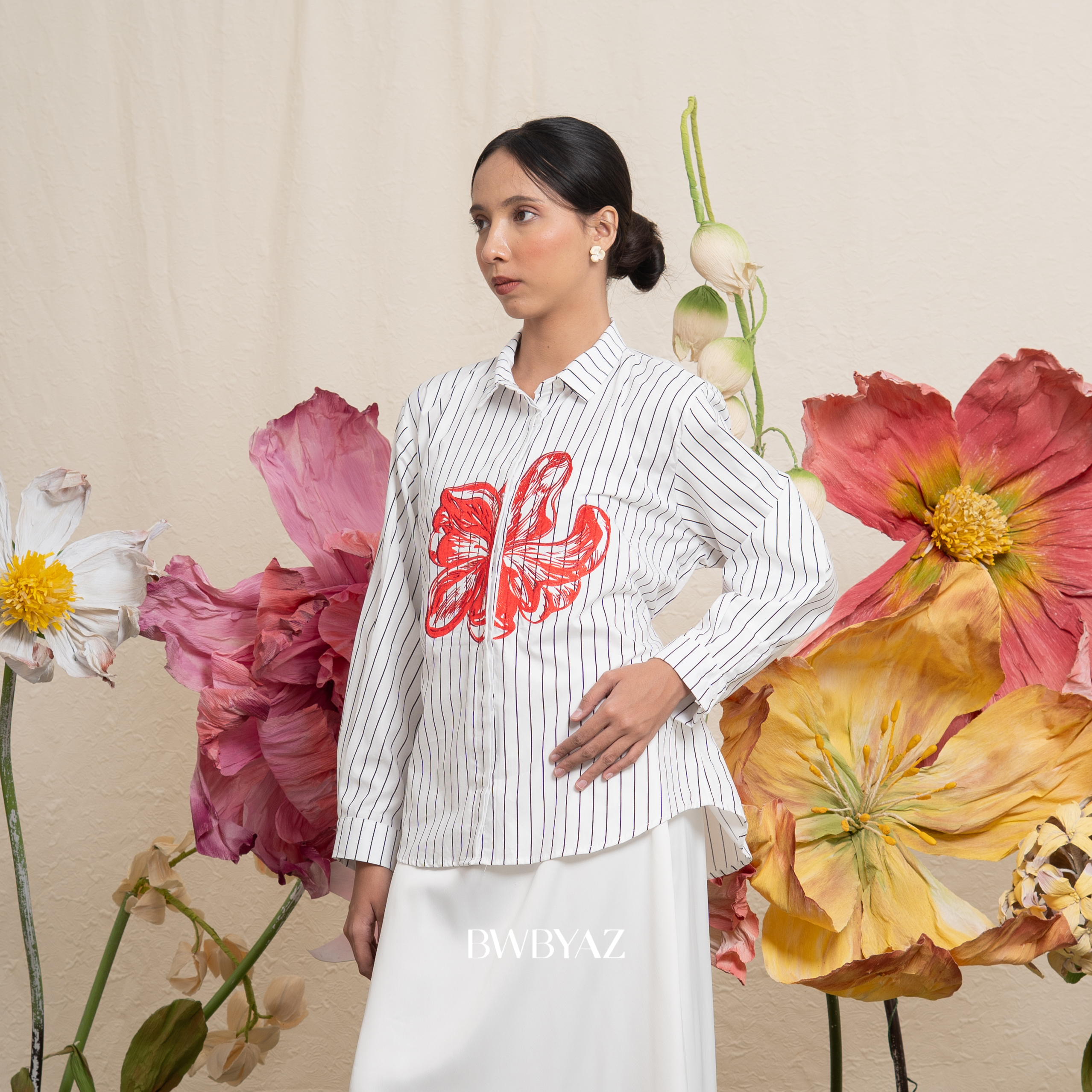 BWBYAZ -  Cyrielle Blooming Shirt (READY STOCK)