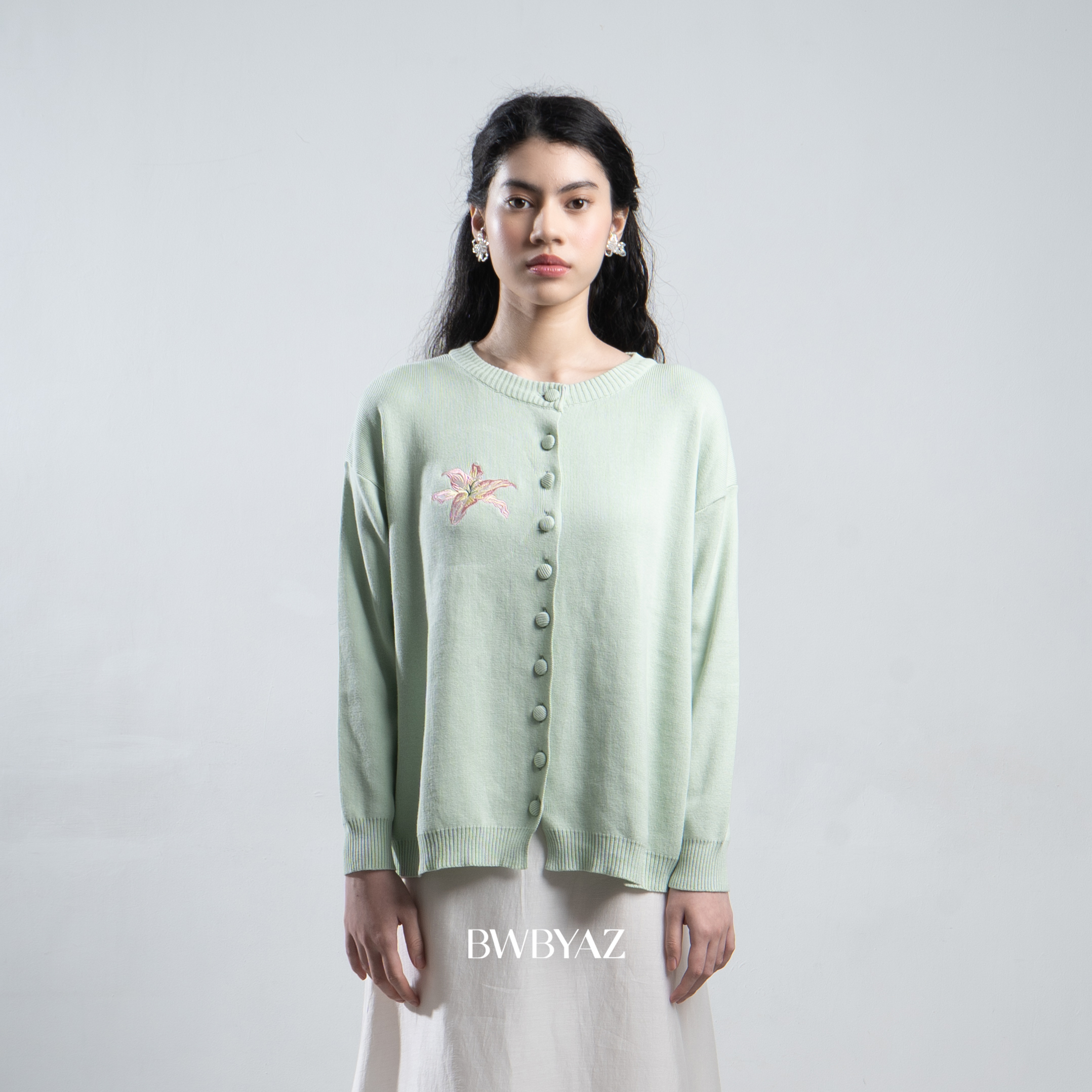 BWBYAZ STAPLE EASE - Ophelia Bloomy Knit Cardigan (READY STOCK)