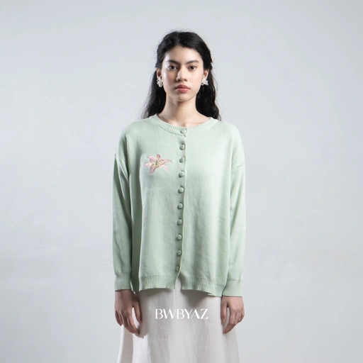 BWBYAZ STAPLE EASE - Ophelia Bloomy Knit Cardigan (READY STOCK)