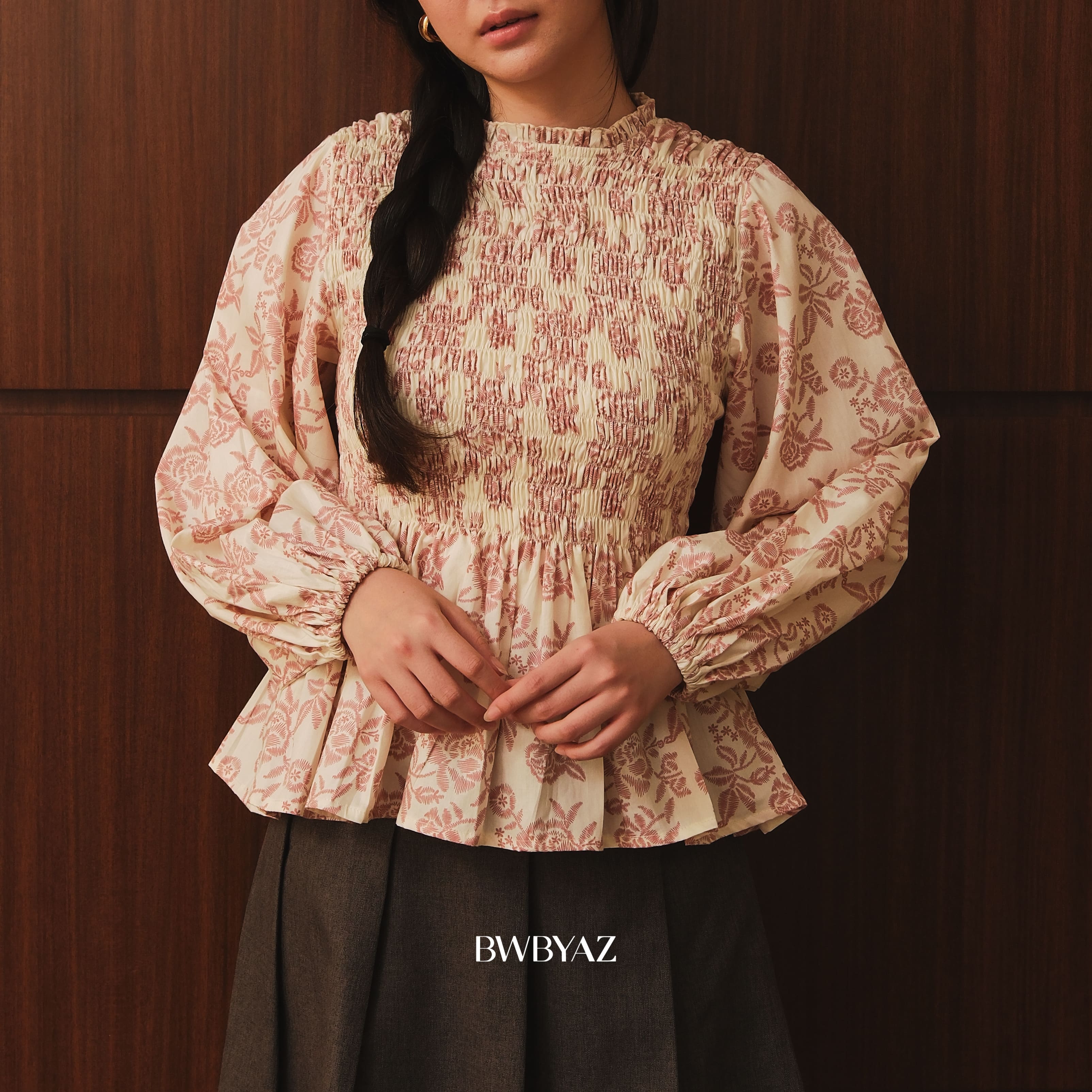 BWBYAZ - Elaria Shirred Top (READY STOCK)