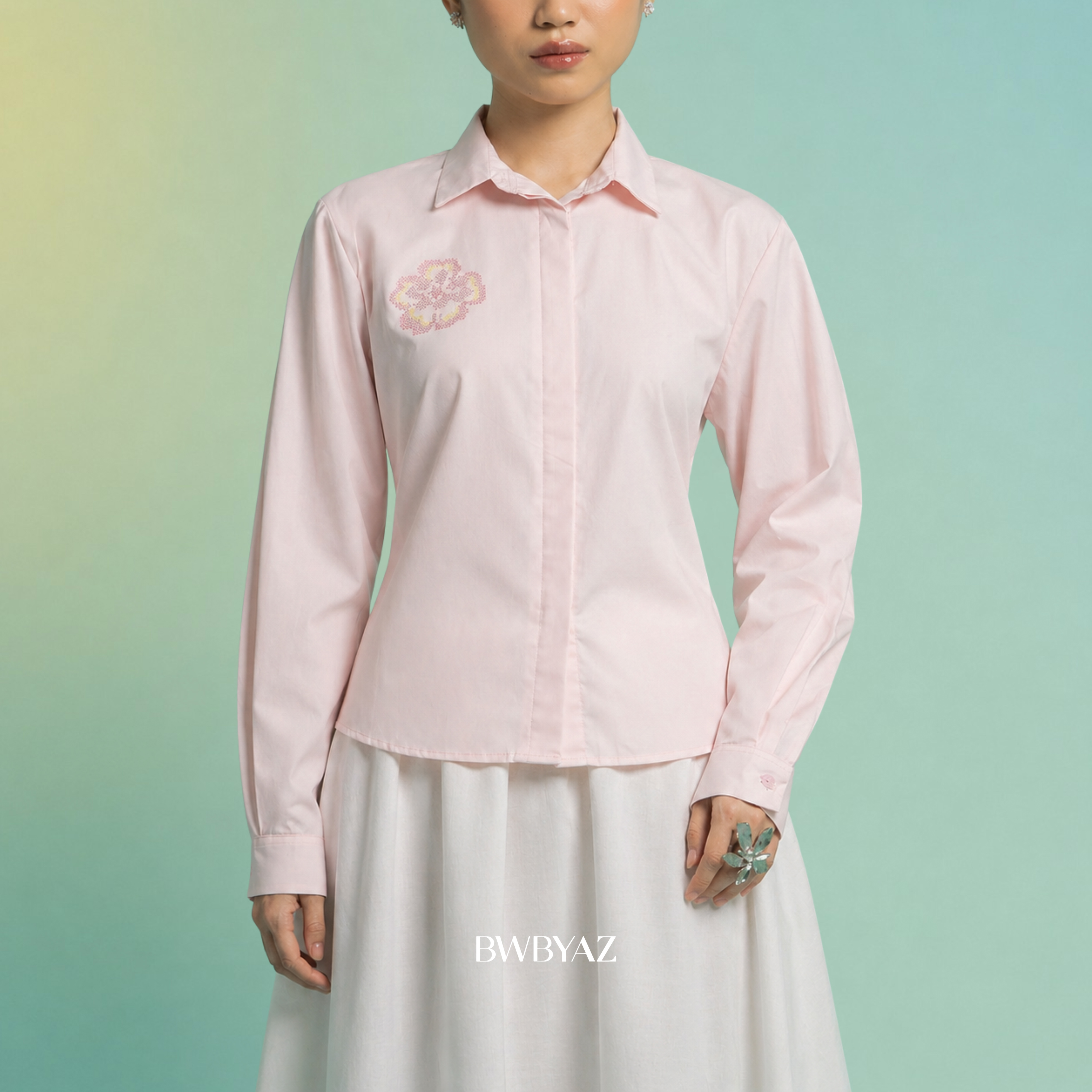 BWBYAZ - Luvira Embroidery Shirt (READY STOCK)