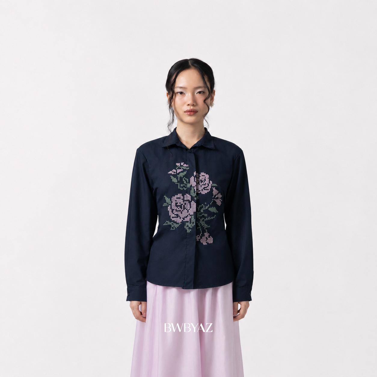BWBYAZ - Varette Embroidery Shirt (READY STOCK).
