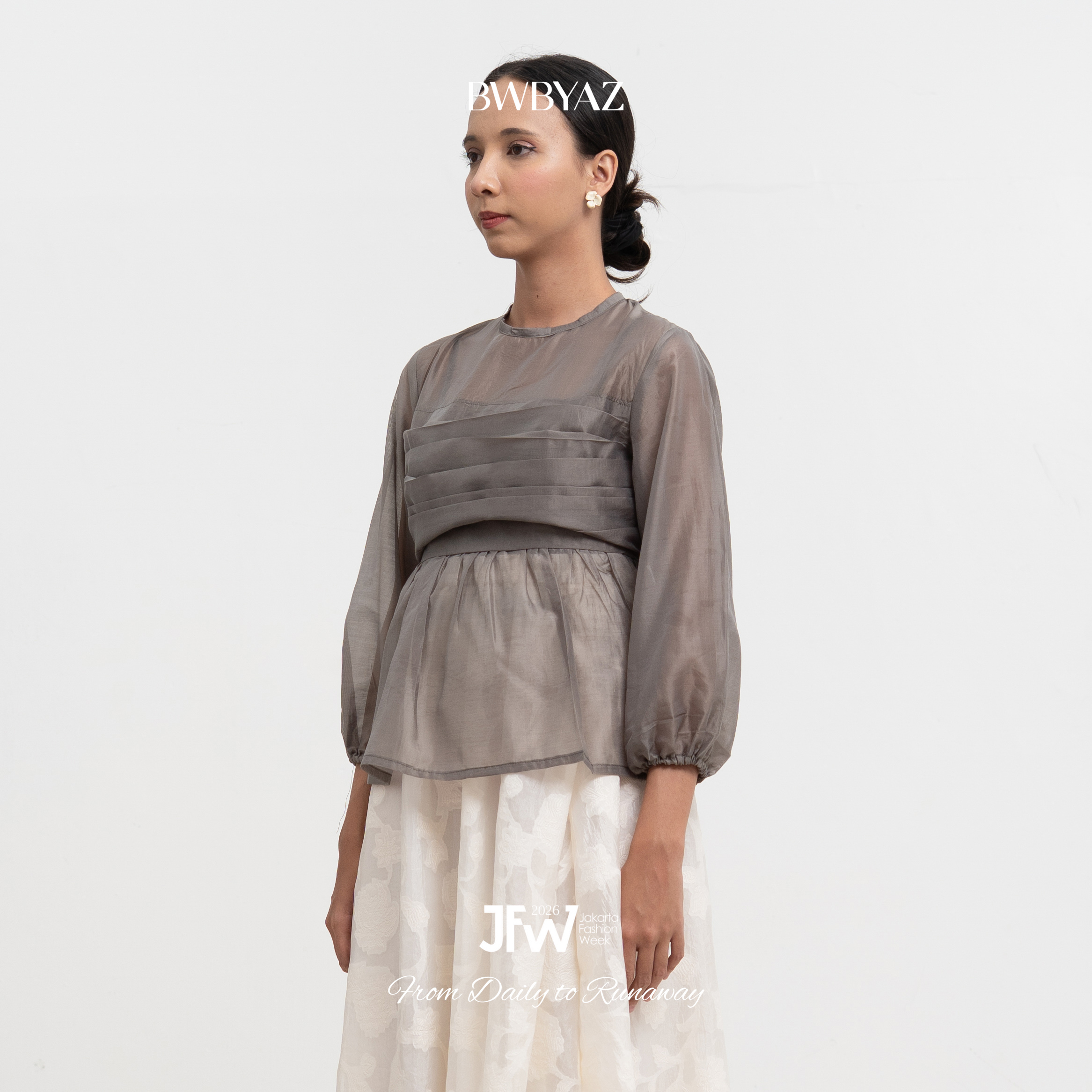 BWBYAZ JFW COLLECTION -  Orielle Sheer Drapery Blouse (READY STOCK)
