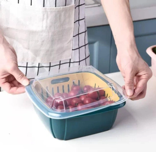 Image of OK HOME - KOTAK KERANJANG BASKOM SARINGAN AIR CUCI SAYUR / BUAH