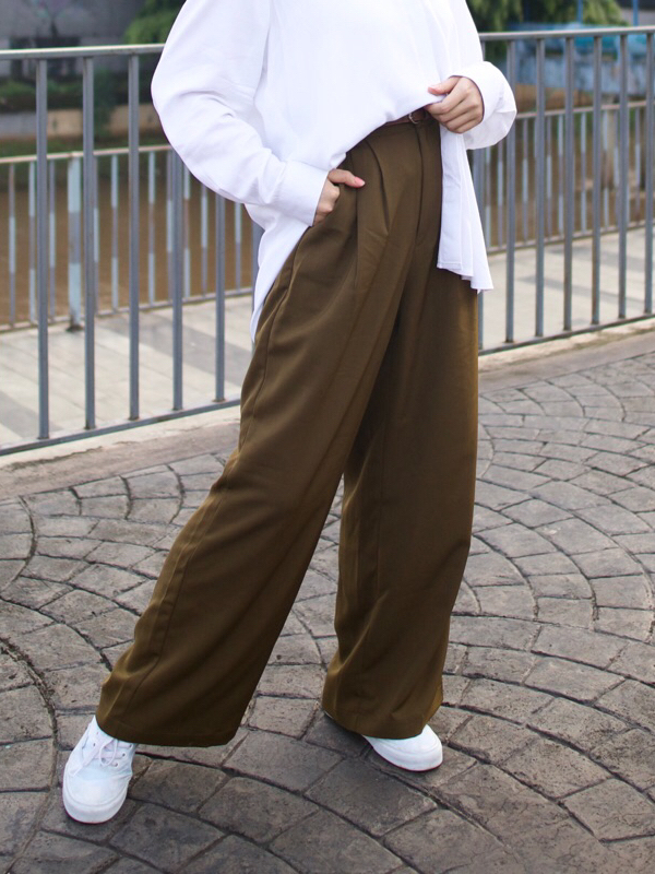 Celana High Waist Wanita Loose Pants Korea Style