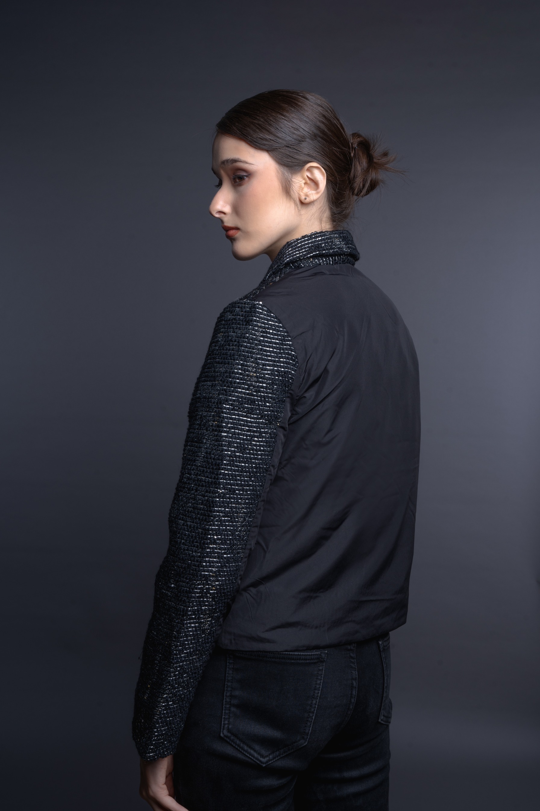 PRE ORDER Button Tweed Jacket Black 