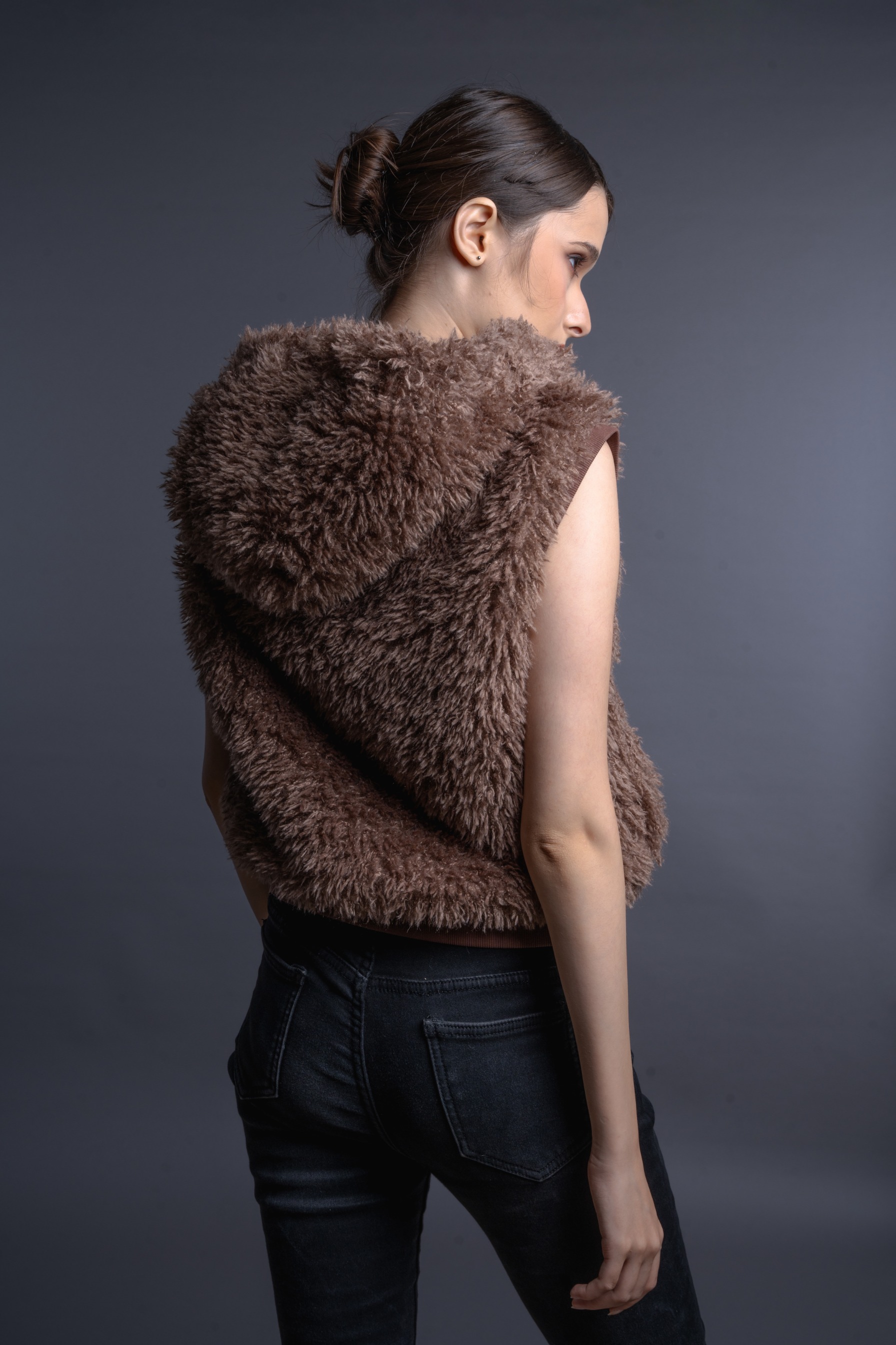 Teddy Sleeveless Brown Jacket - Ready Stock