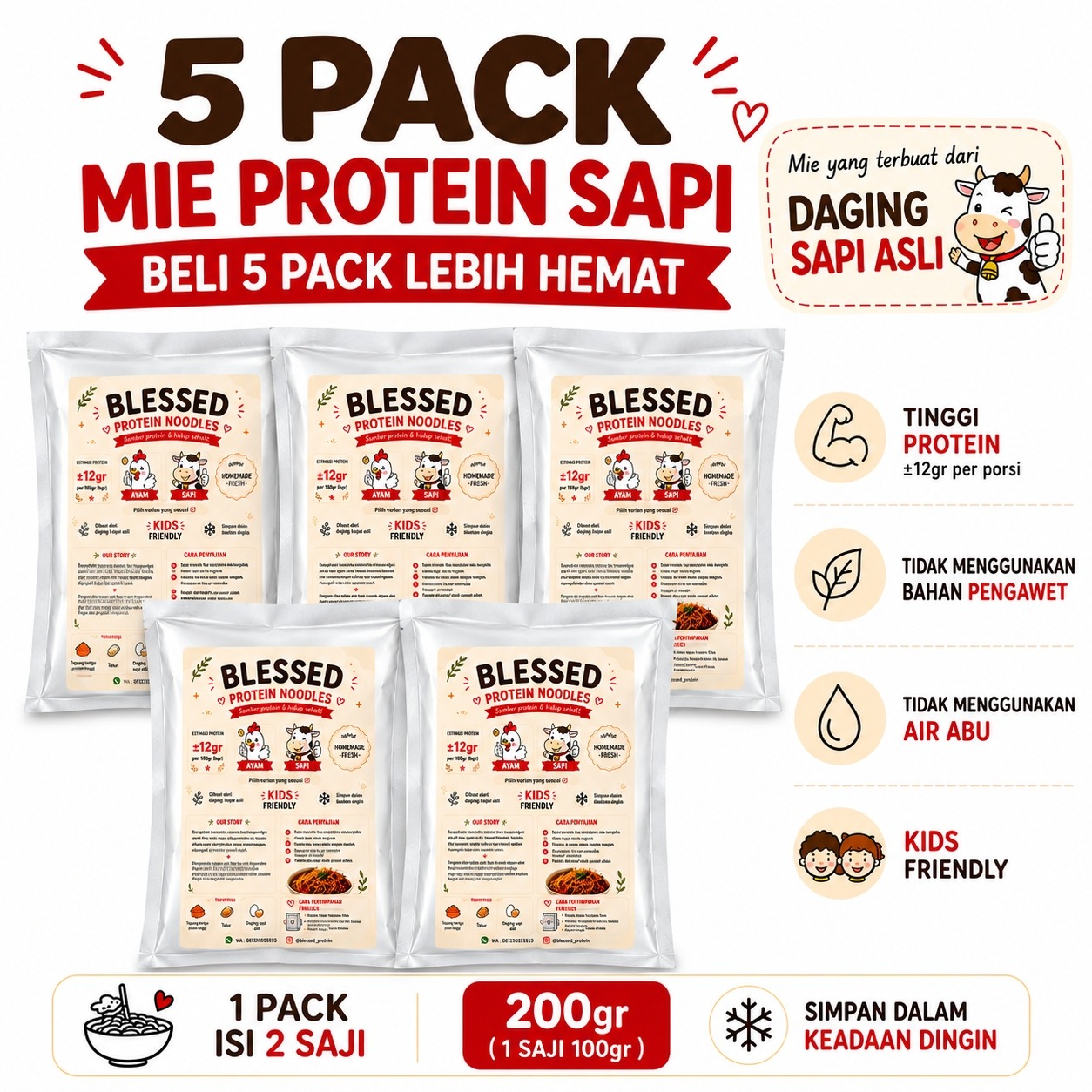 Bundling Blessed Fresh Noodle Beef 5 Pack